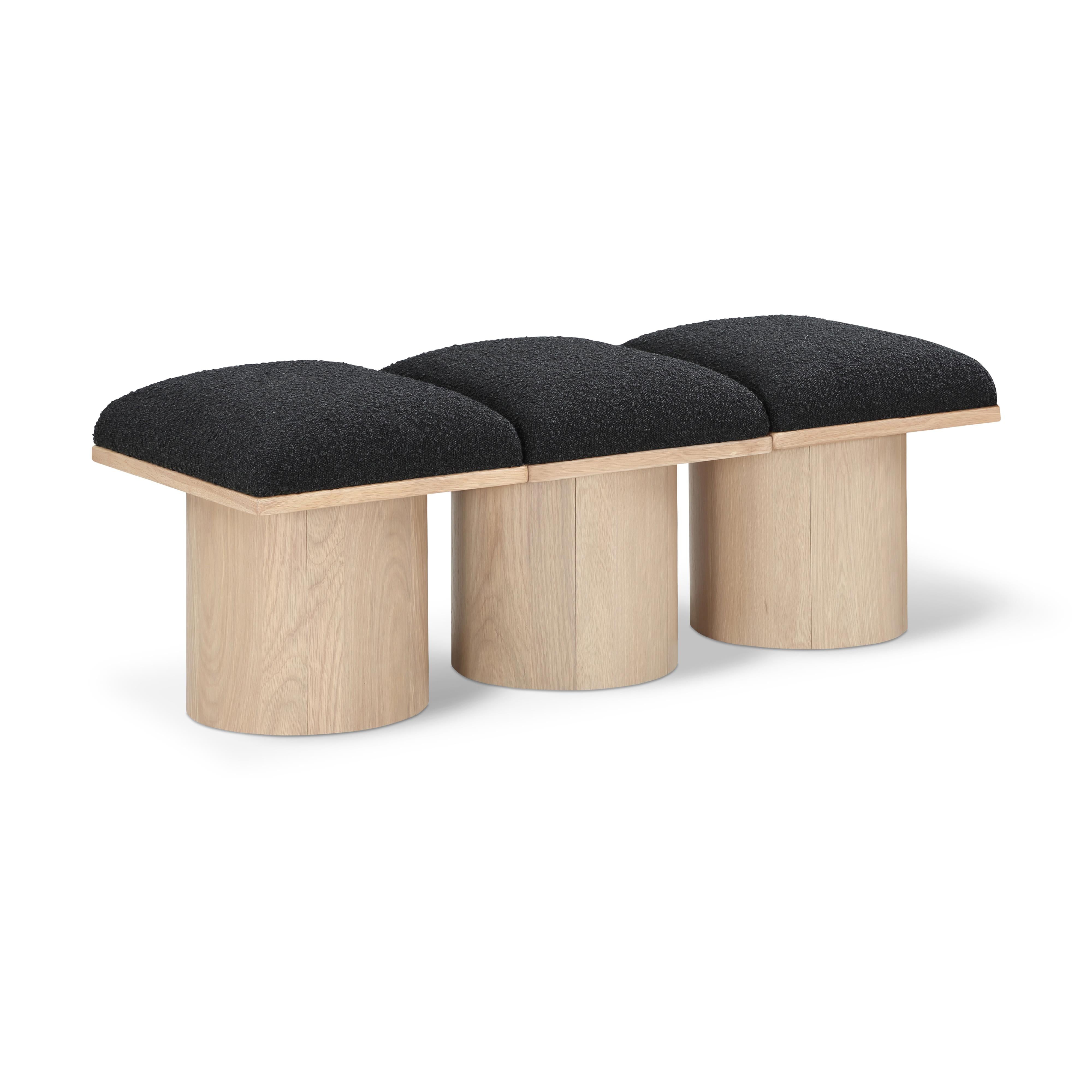 Meridian Pavilion Black Boucle Fabric Bench