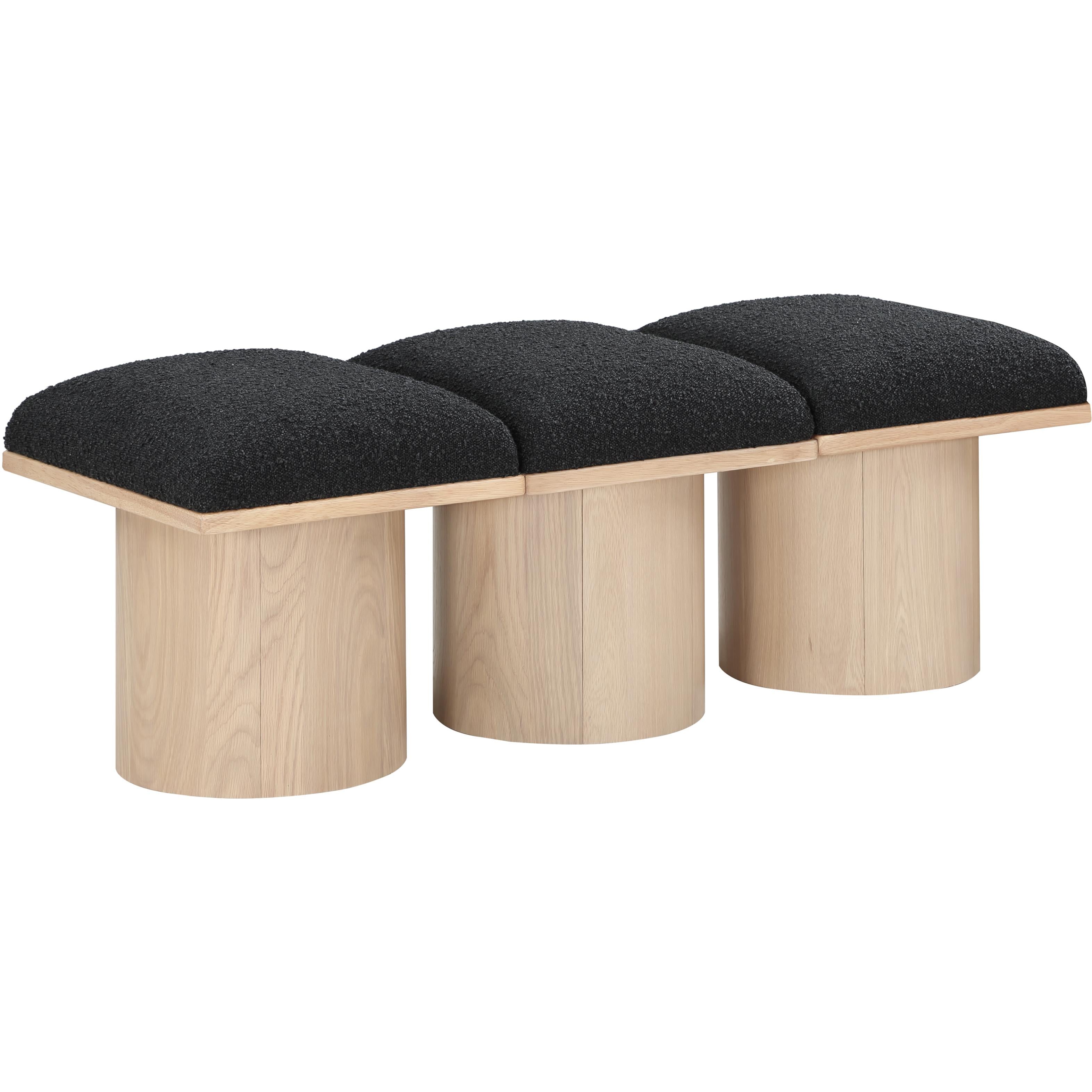 Meridian Pavilion Black Boucle Fabric Bench