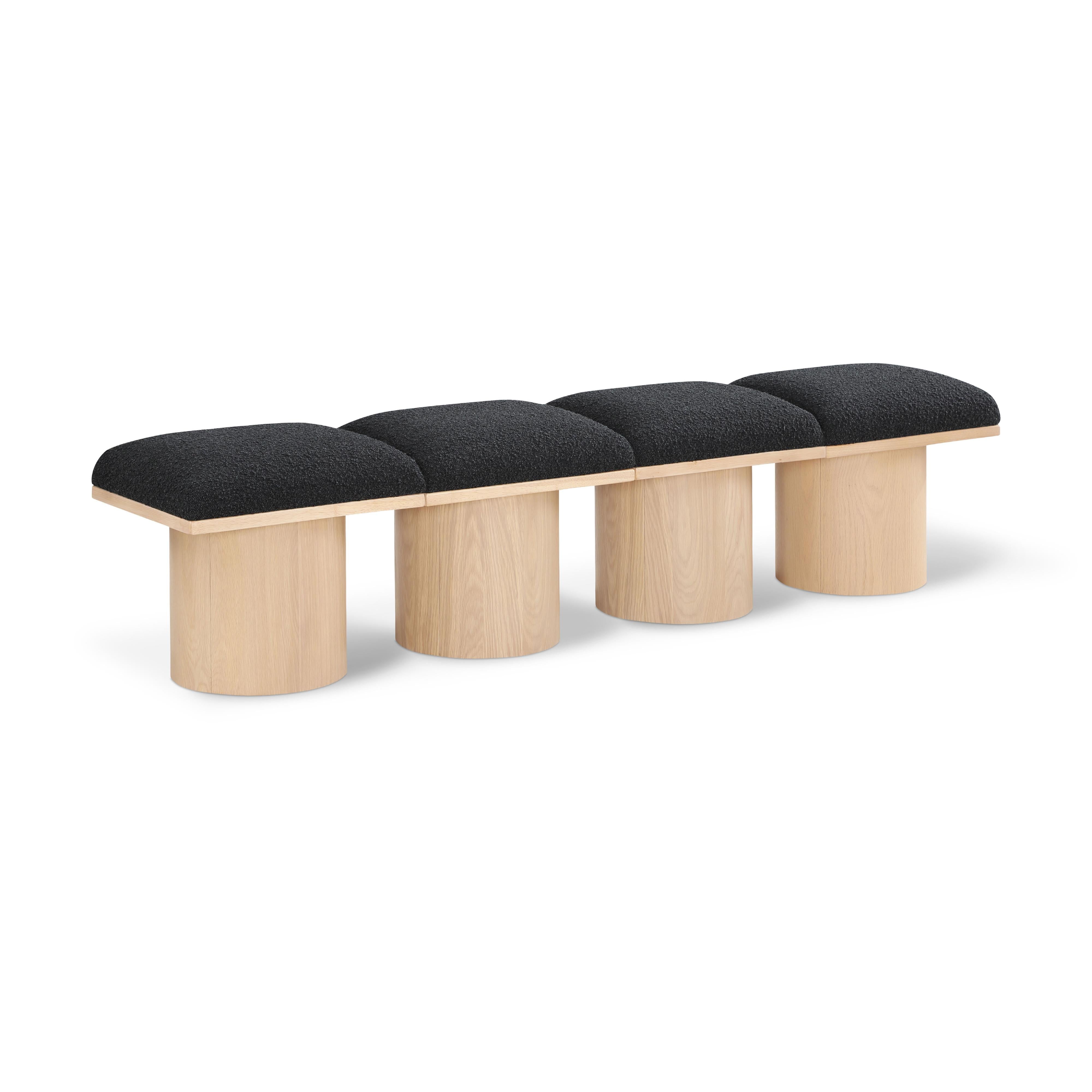 Meridian Pavilion Black Boucle Fabric Bench