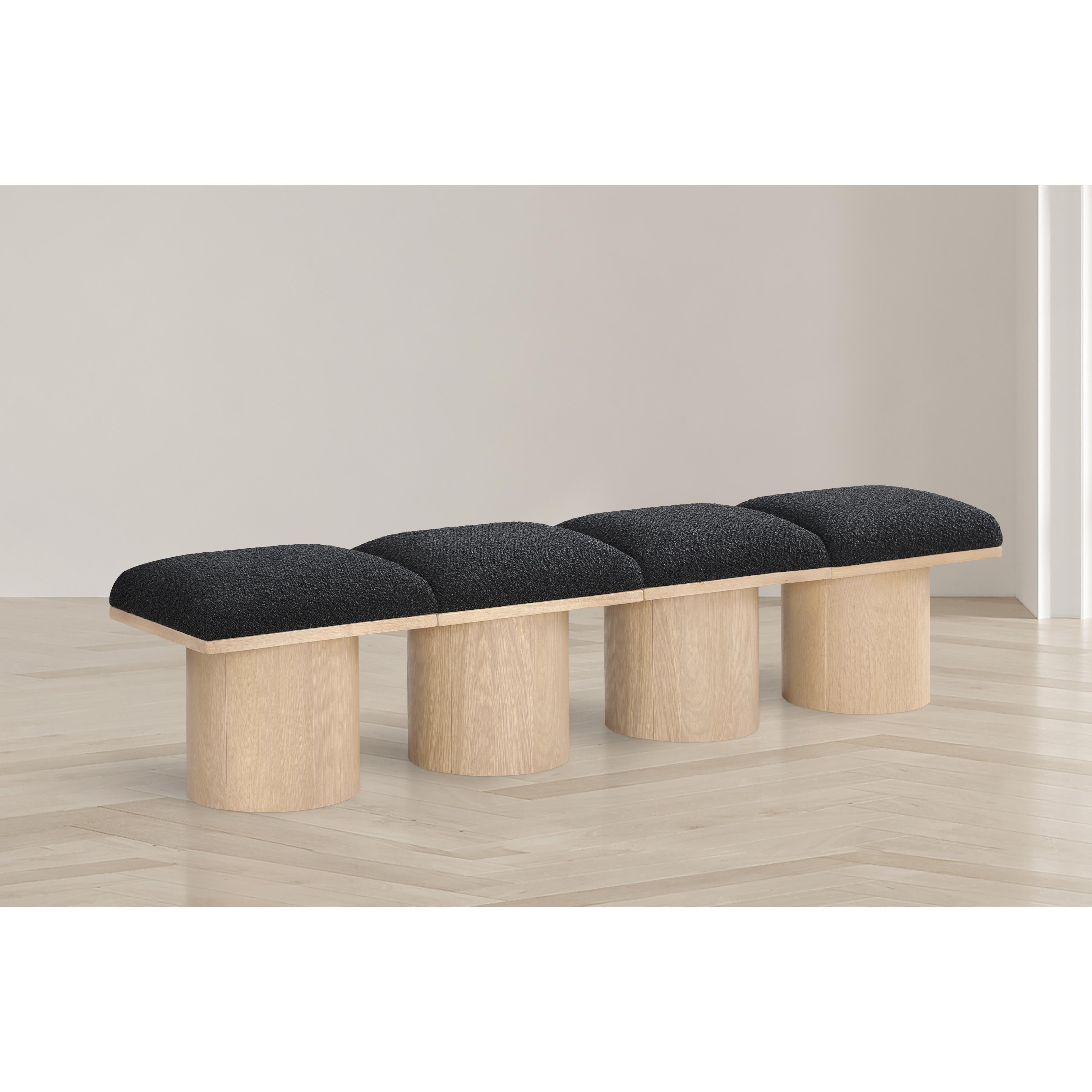 Meridian Pavilion Black Boucle Fabric Bench