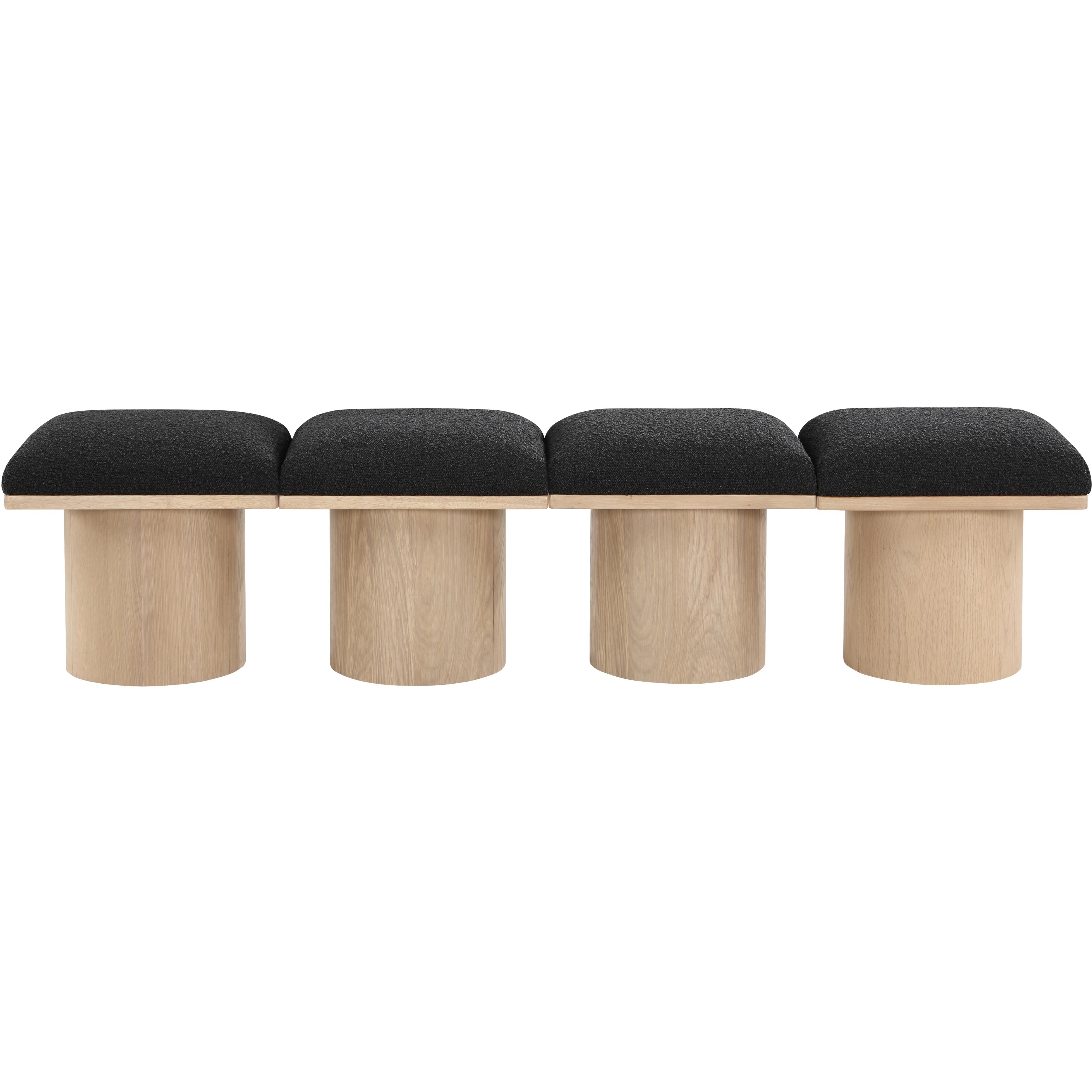 Meridian Pavilion Black Boucle Fabric Bench