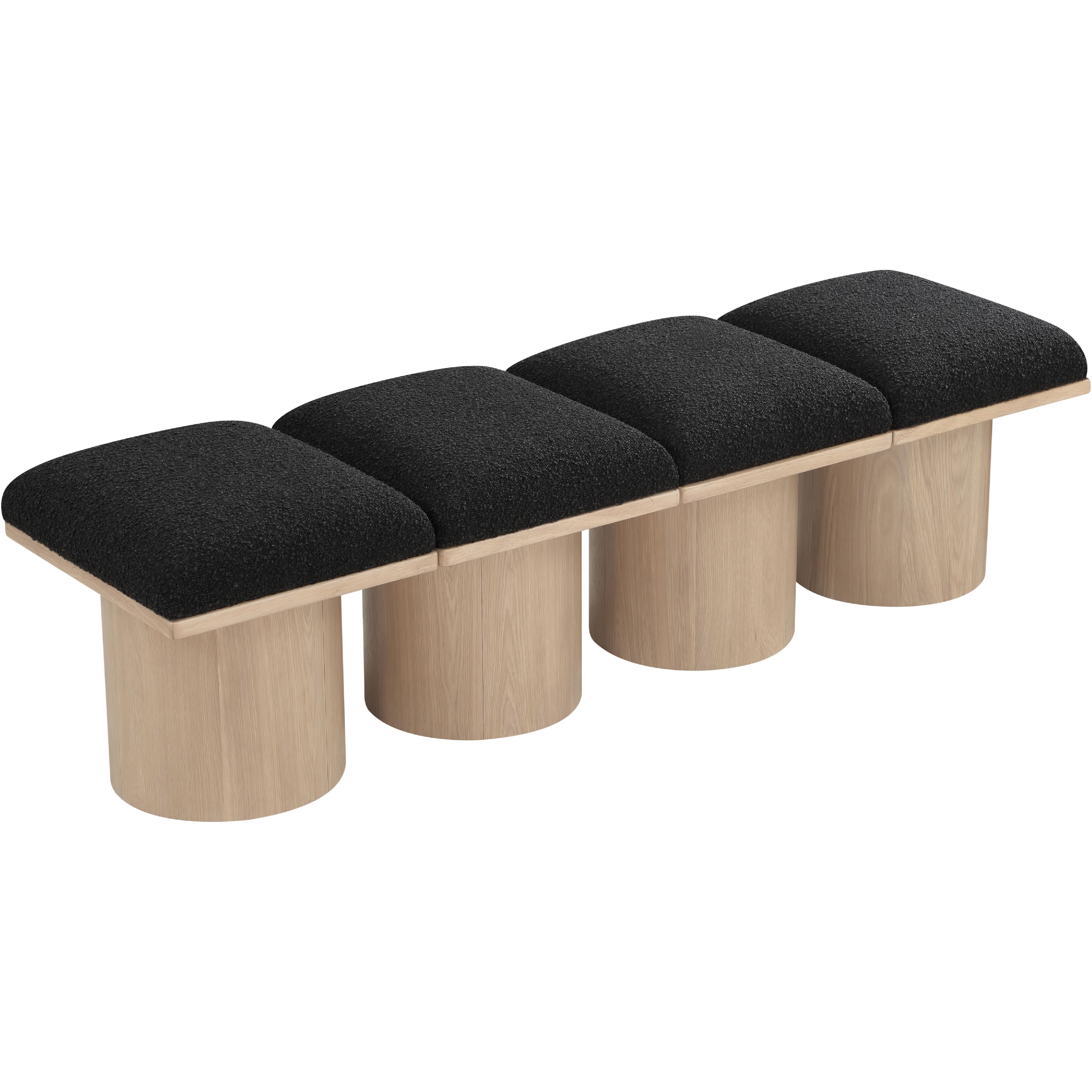 Meridian Pavilion Black Boucle Fabric Bench