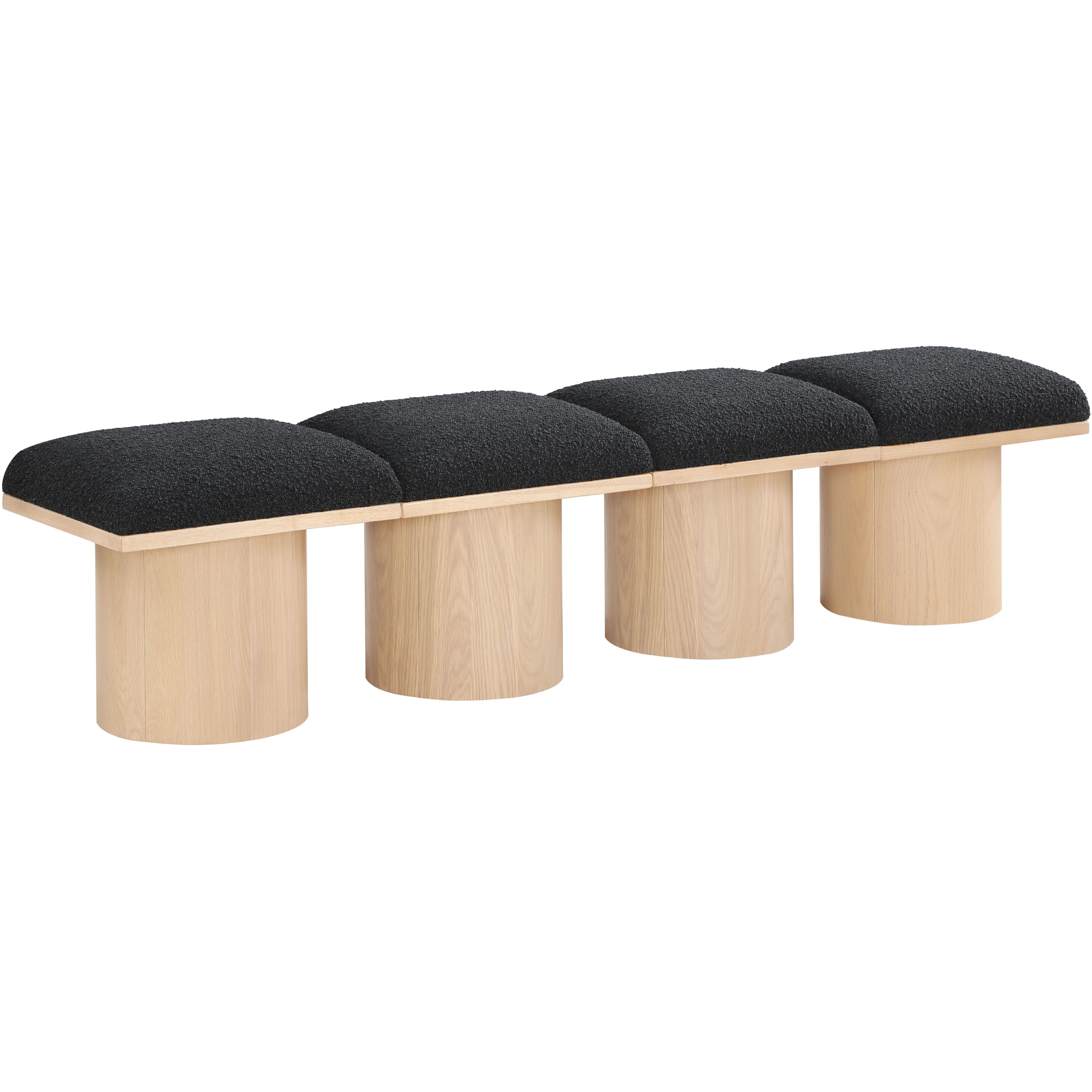Meridian Pavilion Black Boucle Fabric Bench