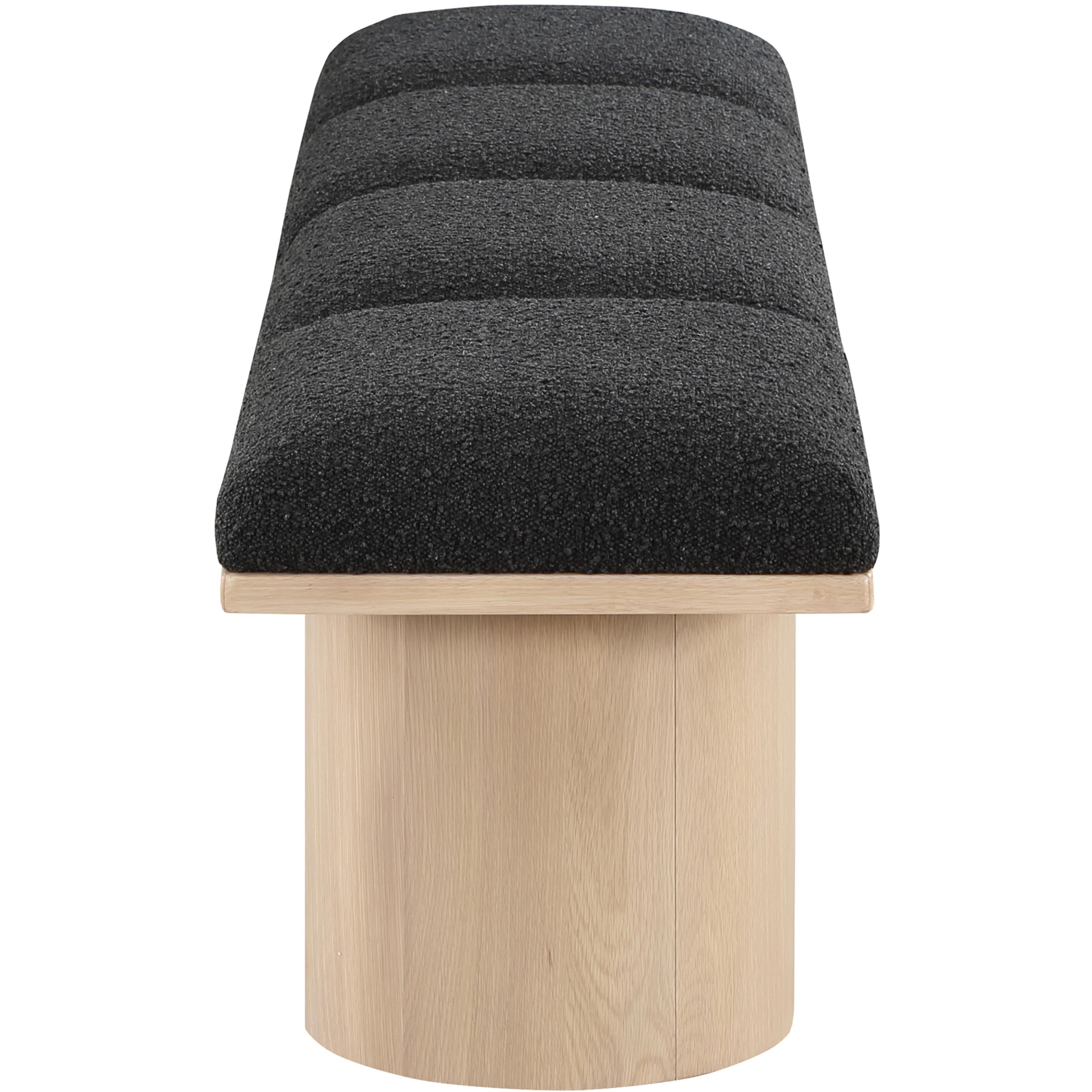 Meridian Pavilion Black Boucle Fabric Bench