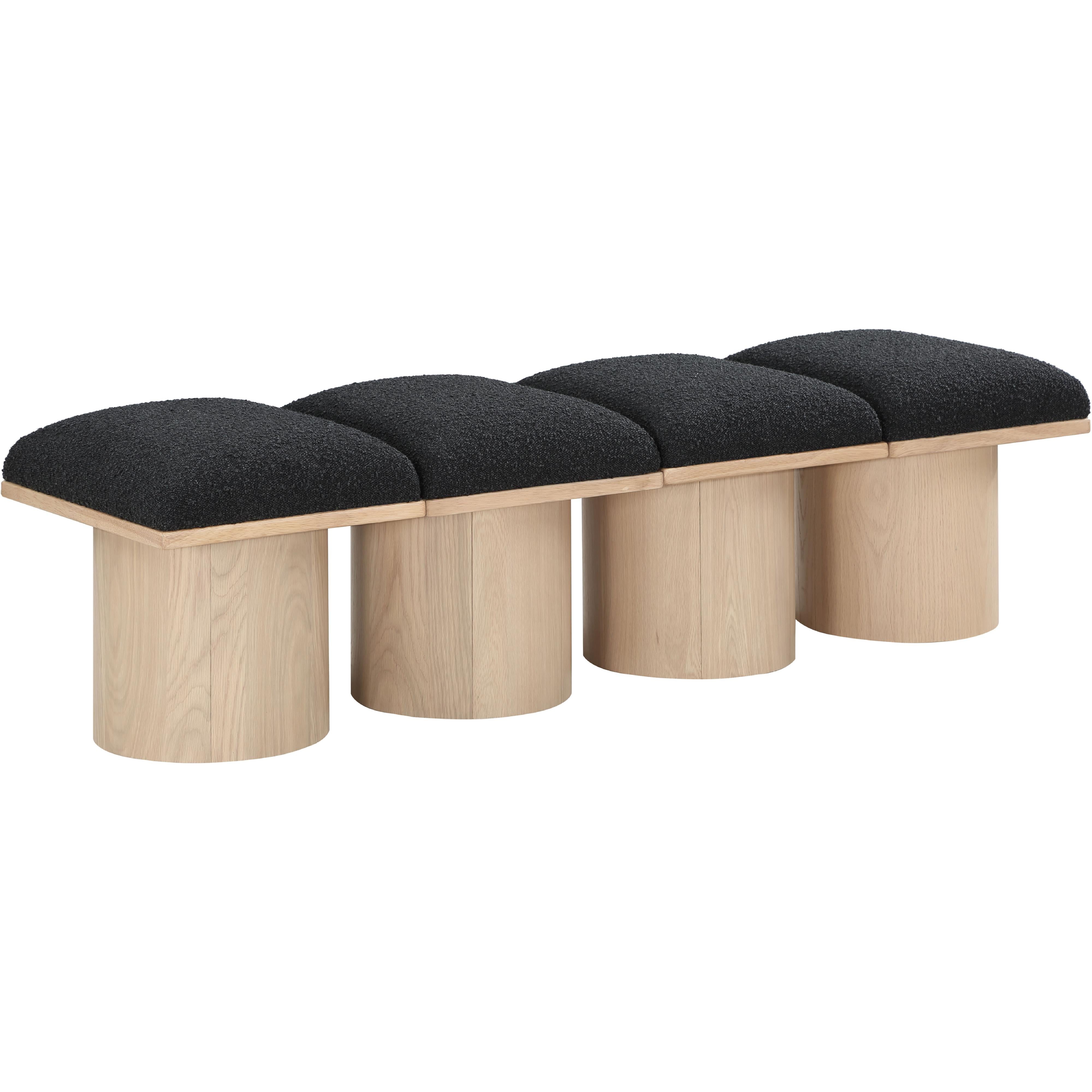 Meridian Pavilion Black Boucle Fabric Bench