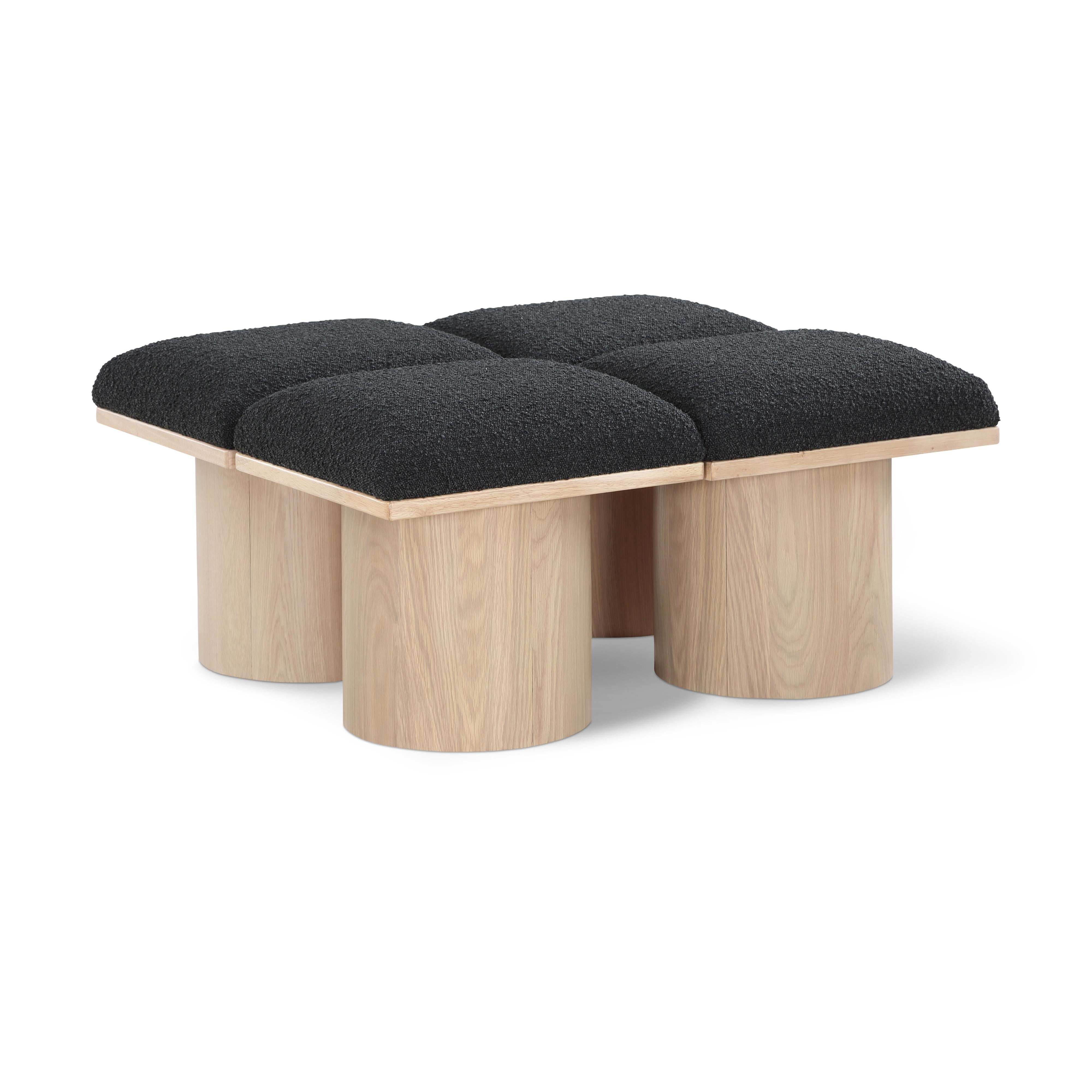 Meridian Pavilion Black Boucle Fabric Bench