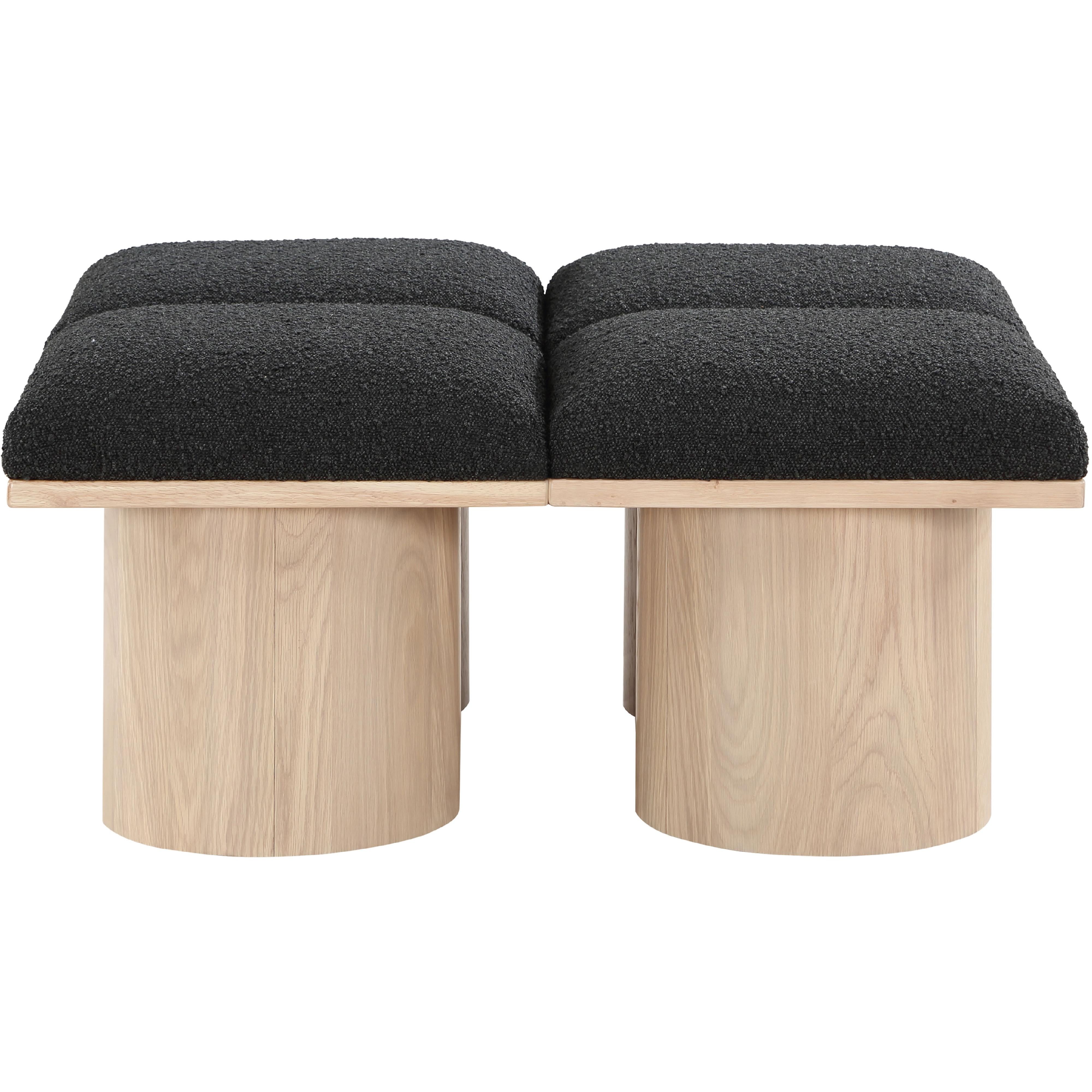 Meridian Pavilion Black Boucle Fabric Bench