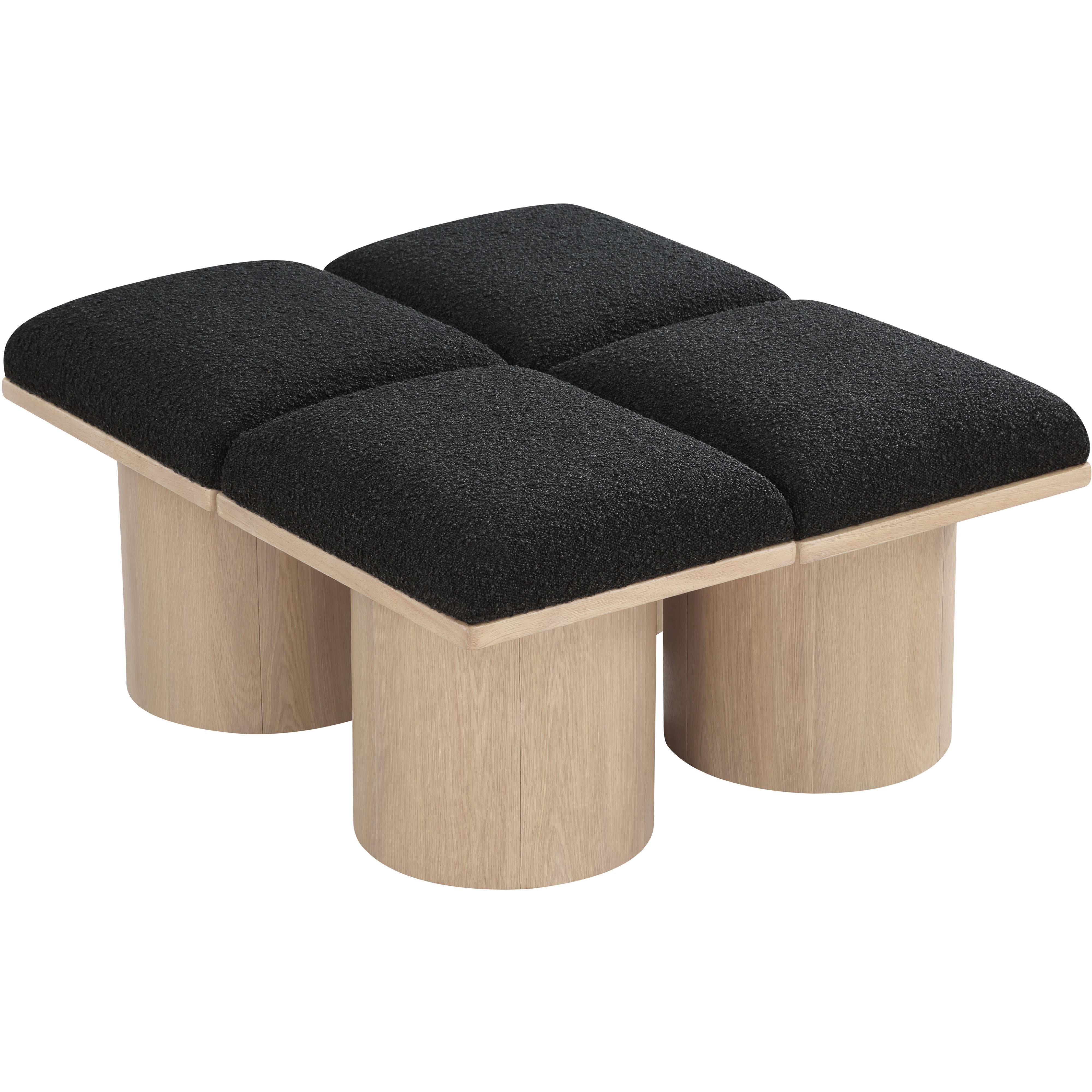 Meridian Pavilion Black Boucle Fabric Bench