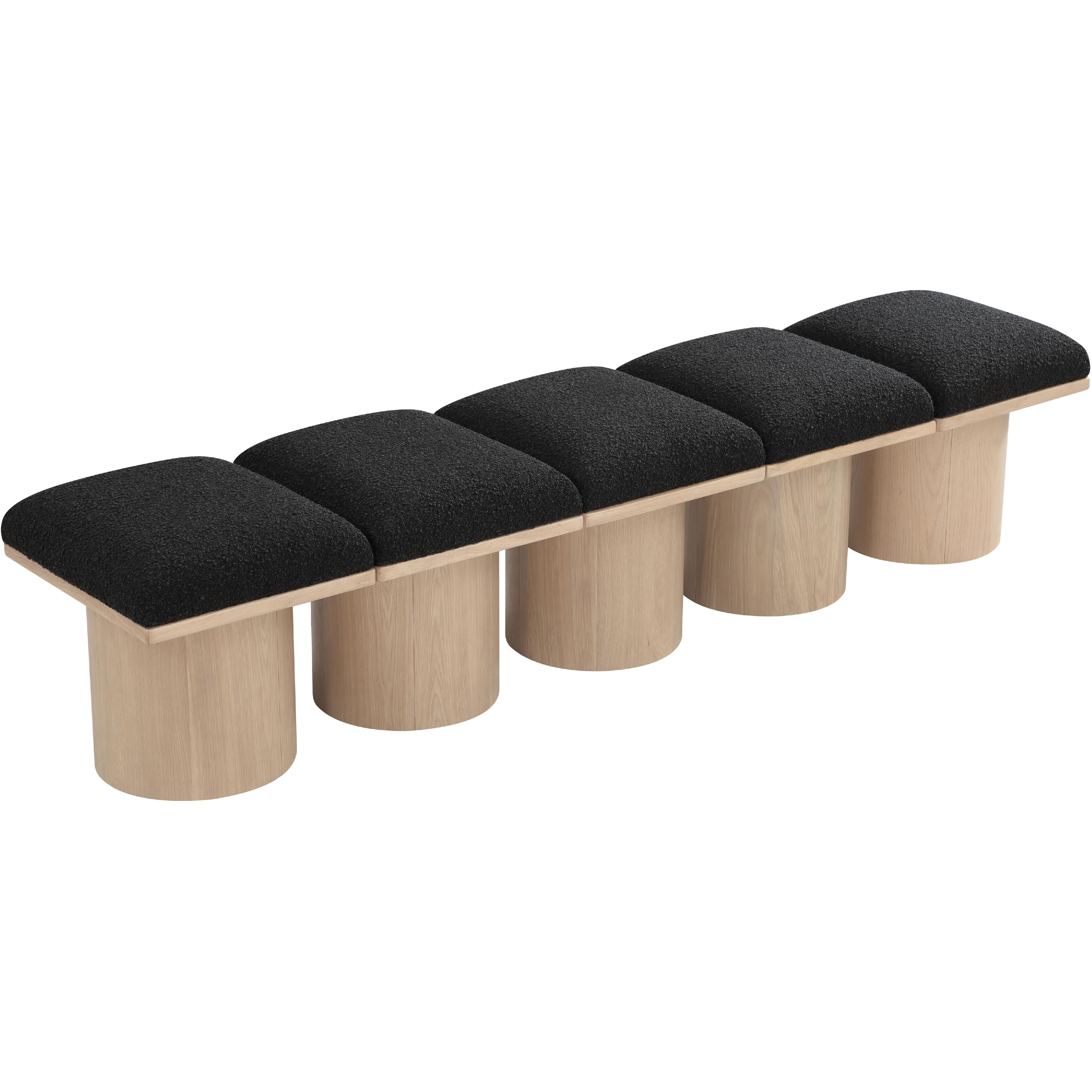 Meridian Pavilion Black Boucle Fabric Bench