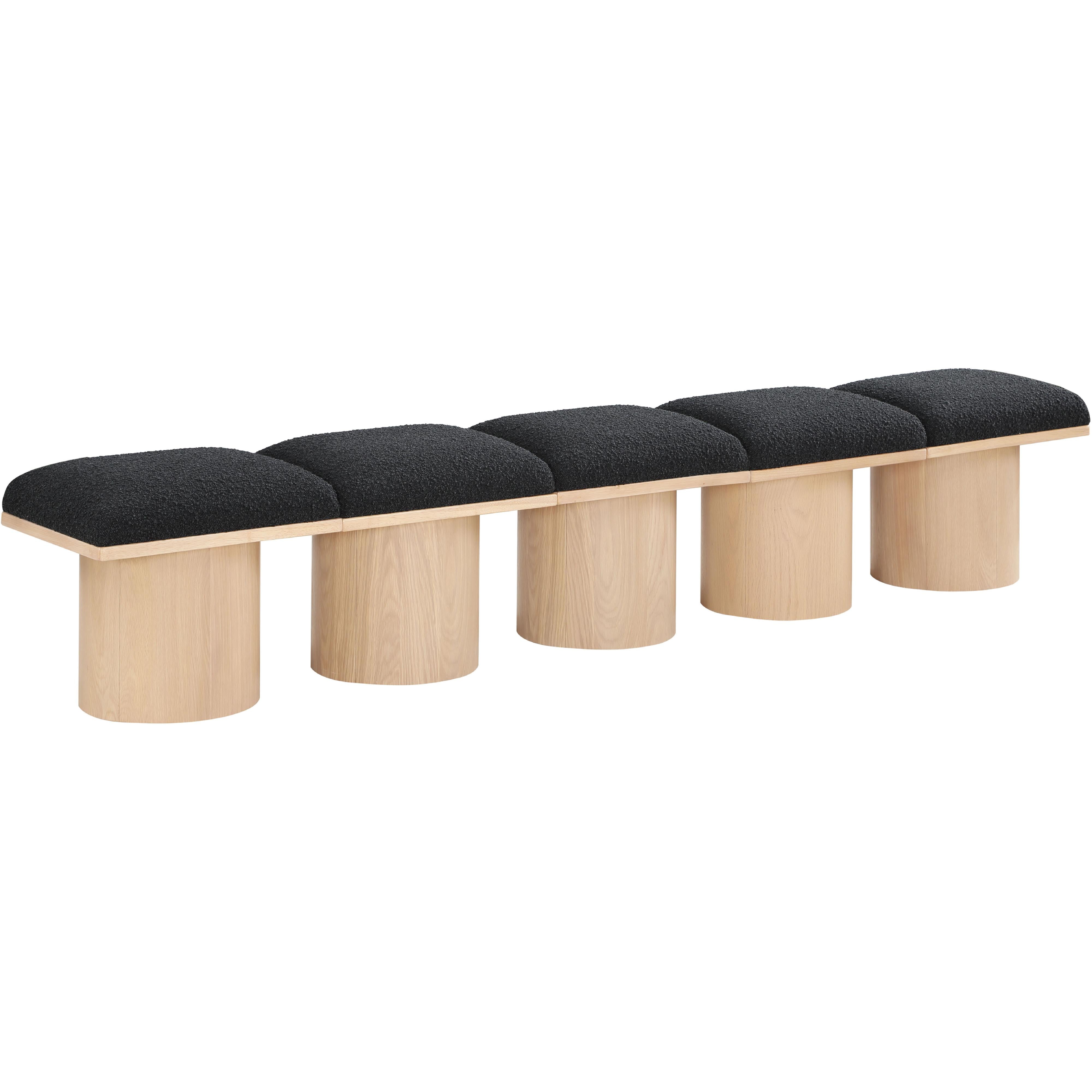 Meridian Pavilion Black Boucle Fabric Bench