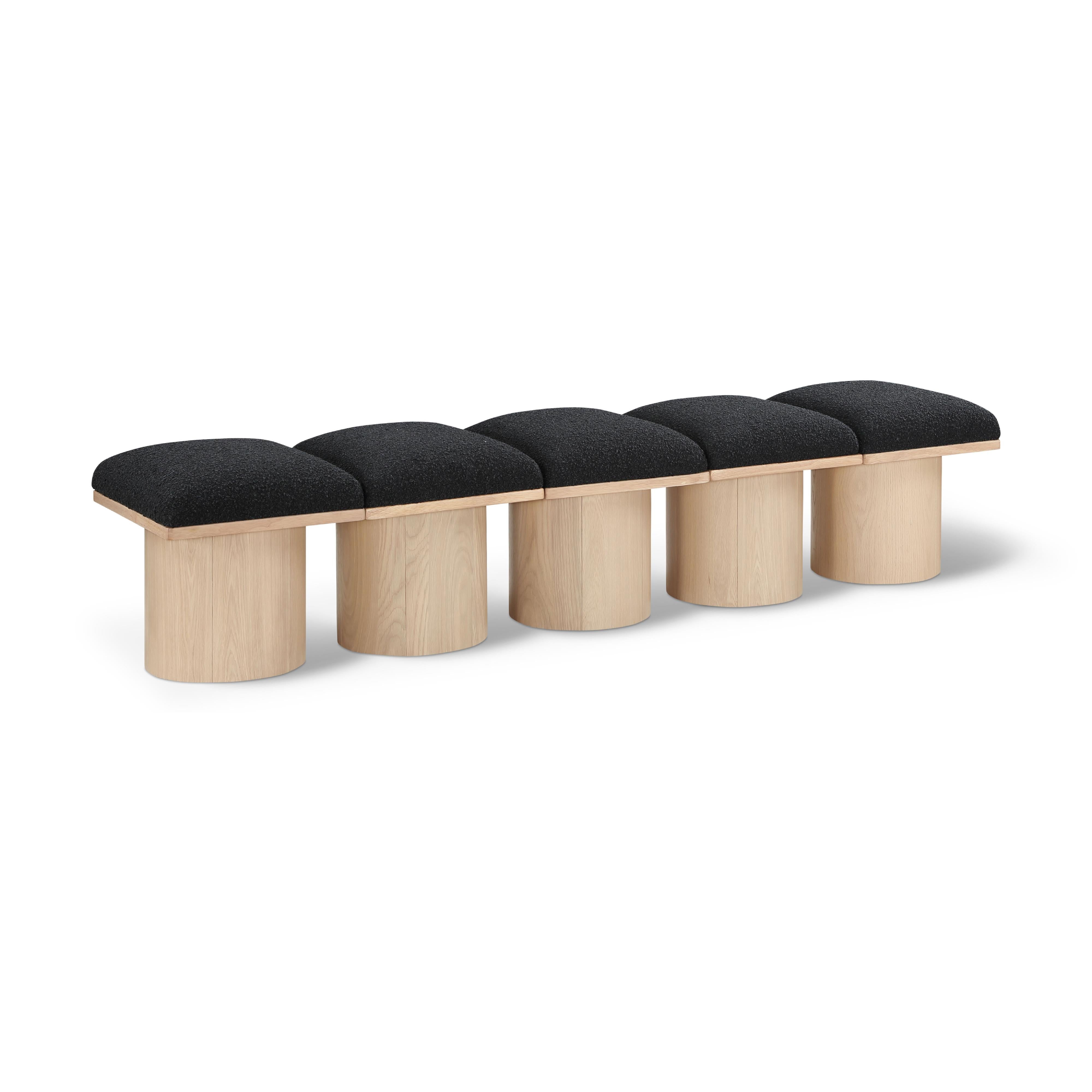 Meridian Pavilion Black Boucle Fabric Bench