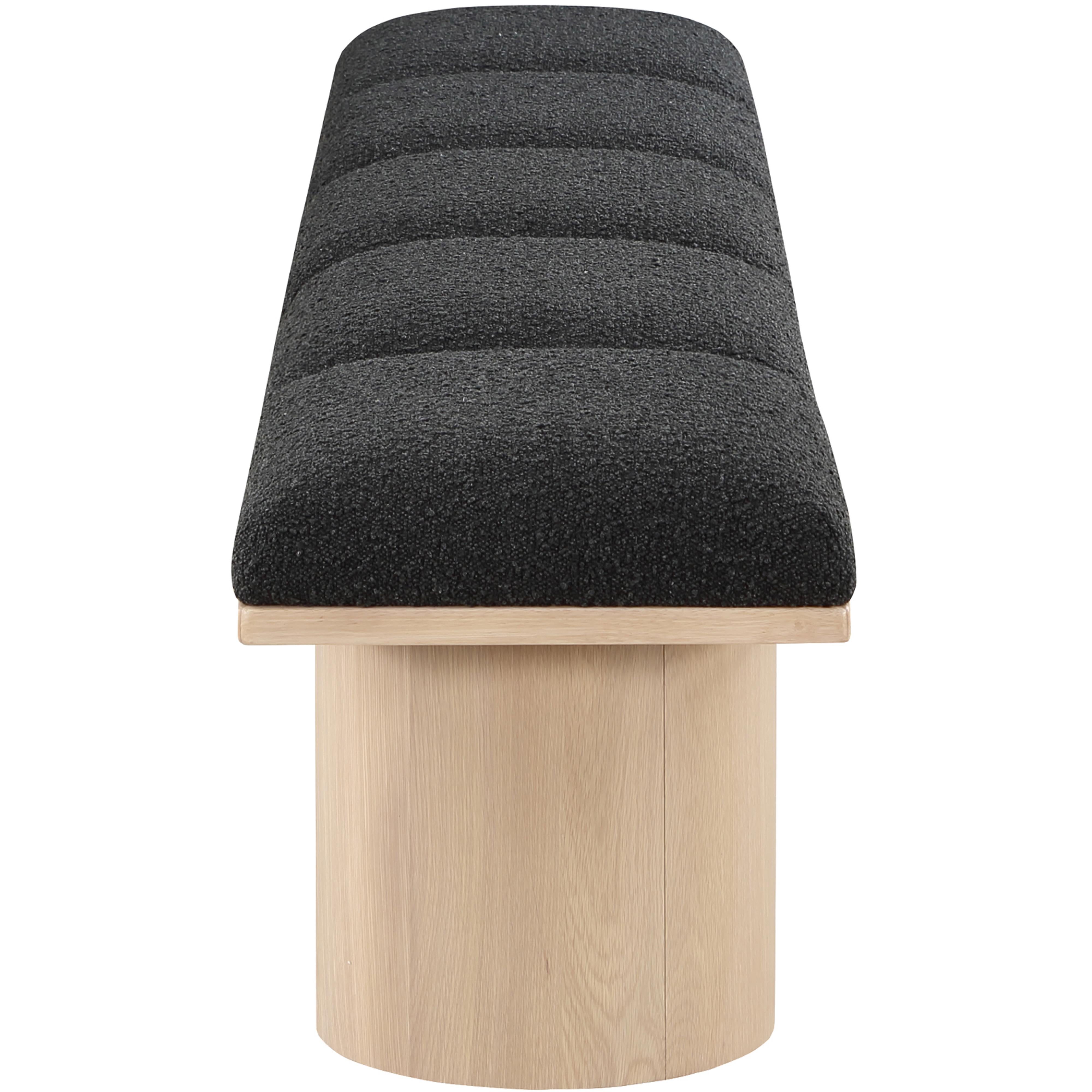 Meridian Pavilion Black Boucle Fabric Bench