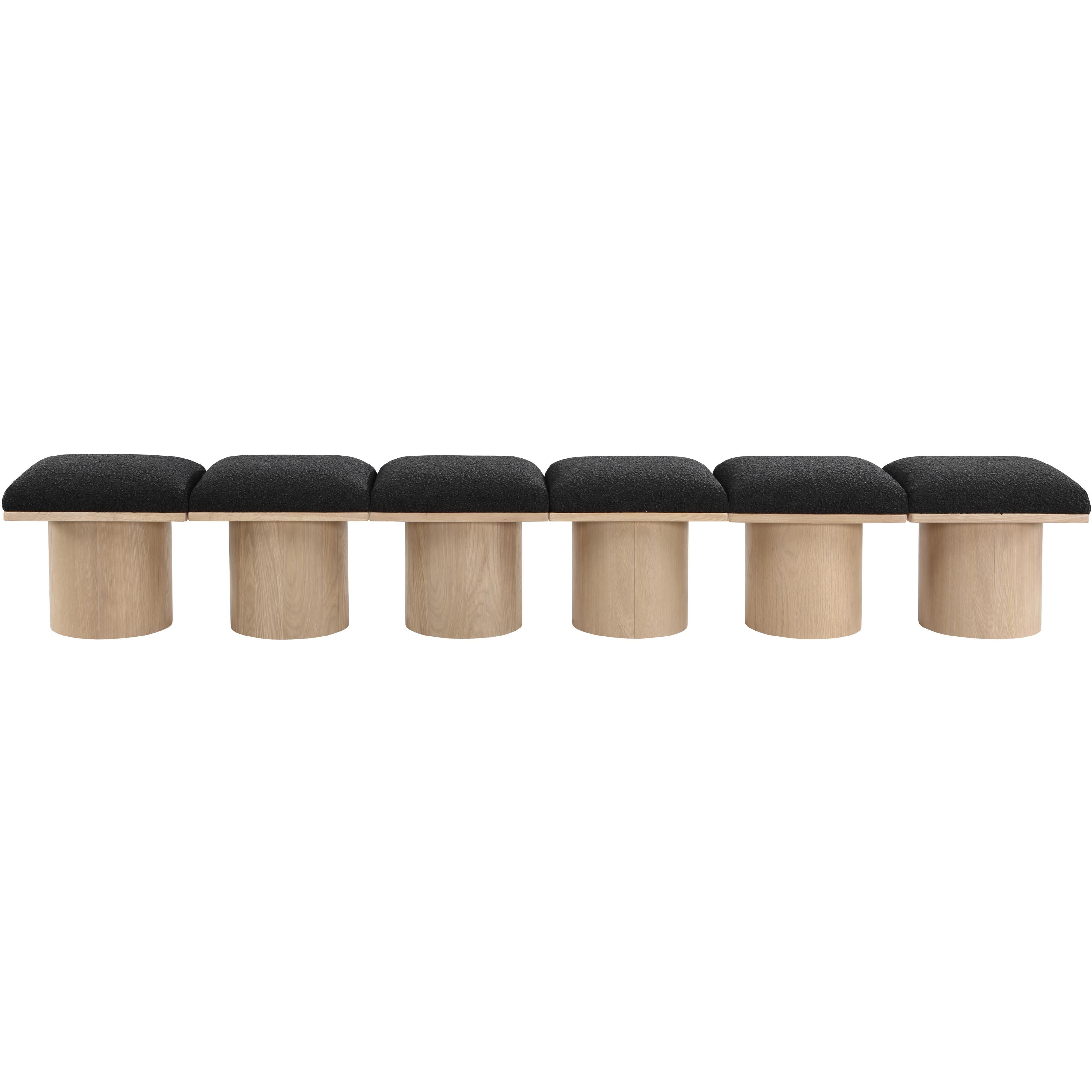 Meridian Pavilion Black Boucle Fabric Bench