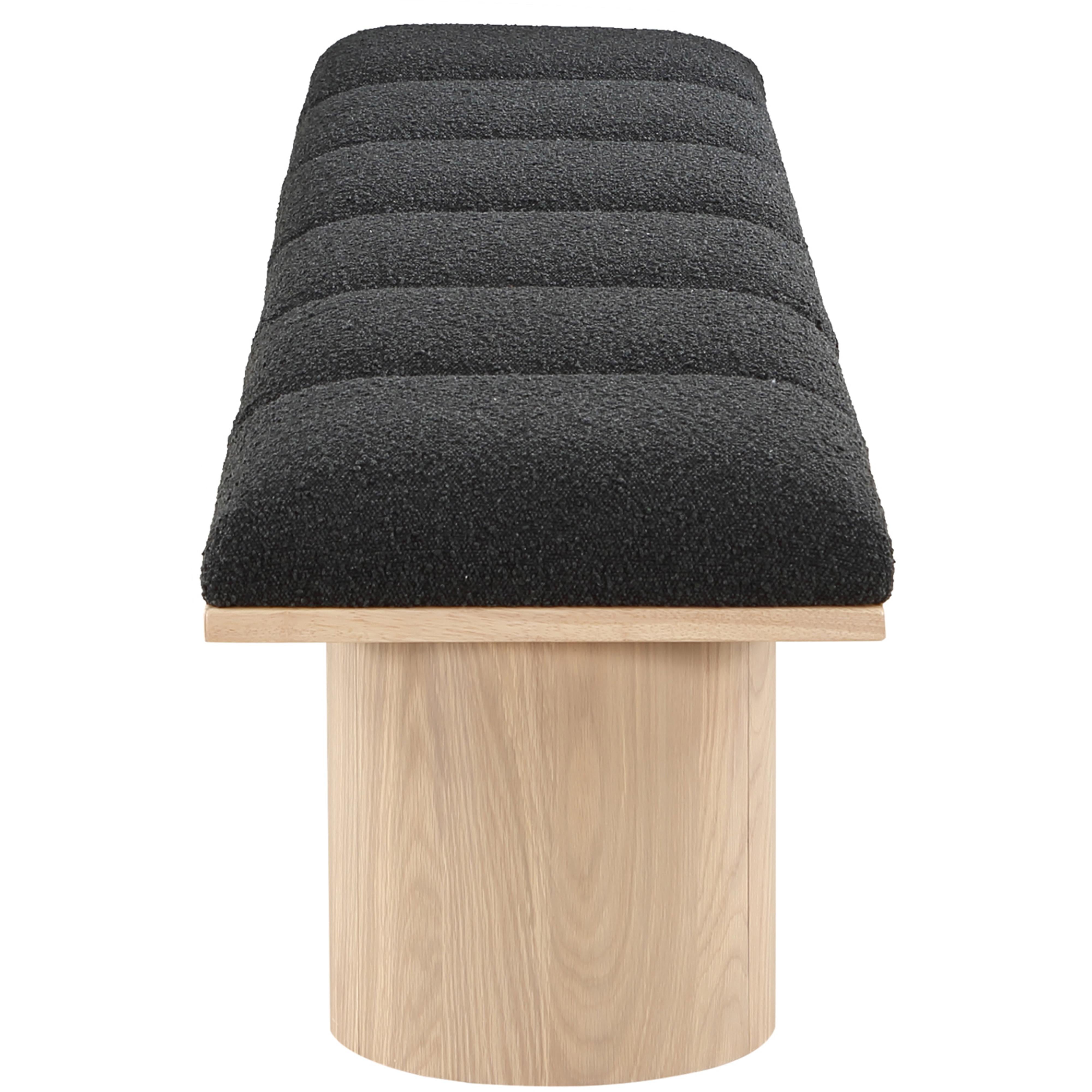 Meridian Pavilion Black Boucle Fabric Bench