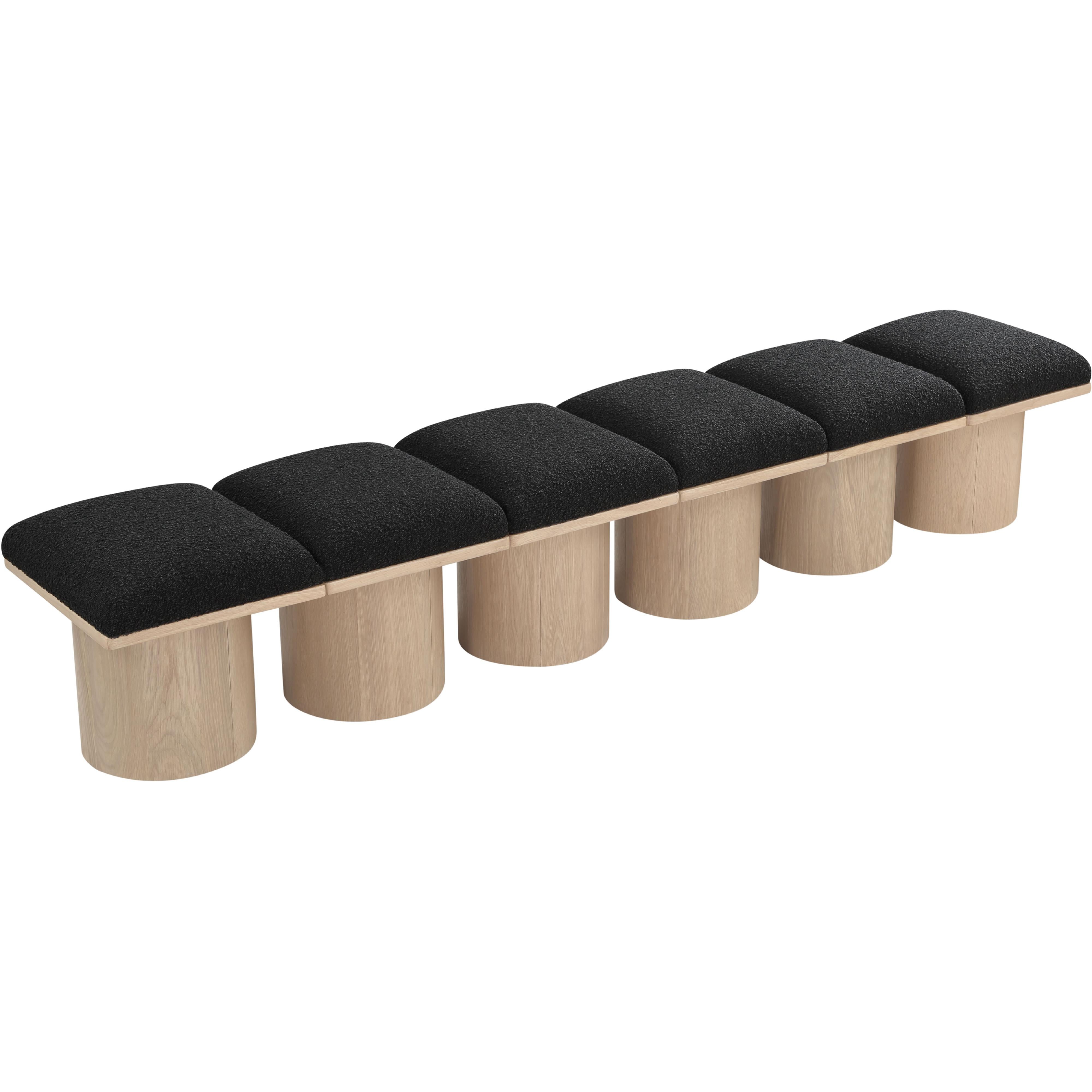 Meridian Pavilion Black Boucle Fabric Bench