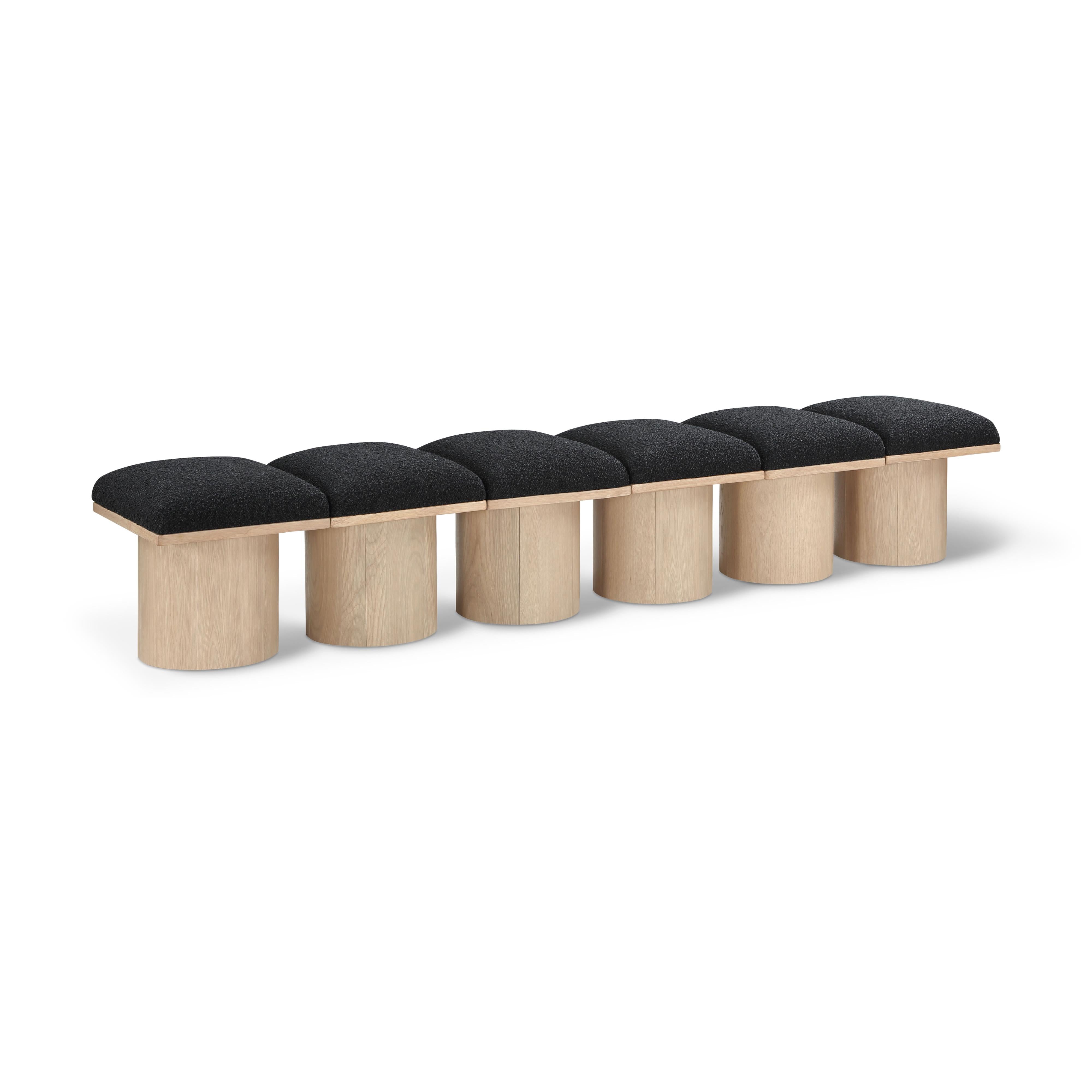 Meridian Pavilion Black Boucle Fabric Bench