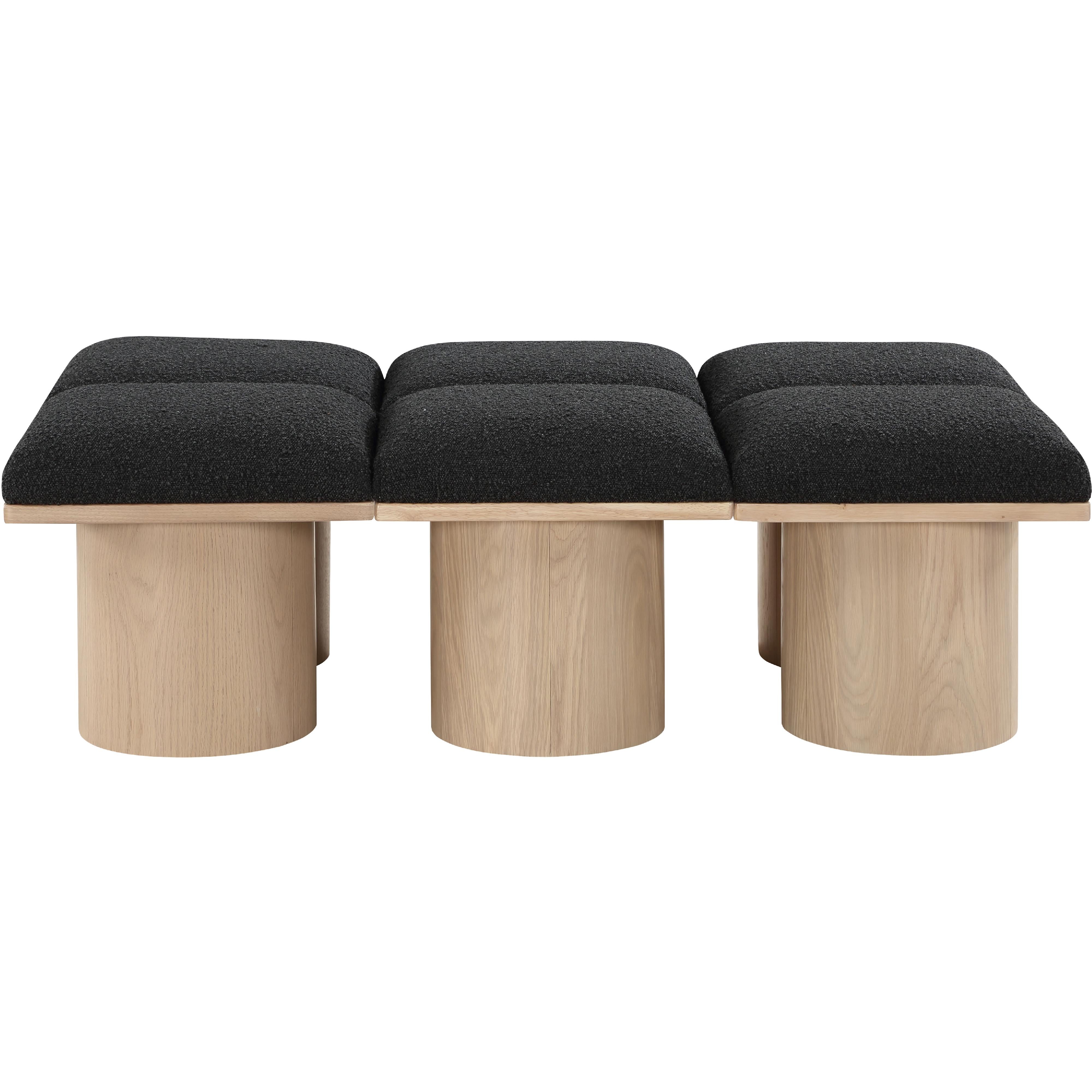 Meridian Pavilion Black Boucle Fabric Bench