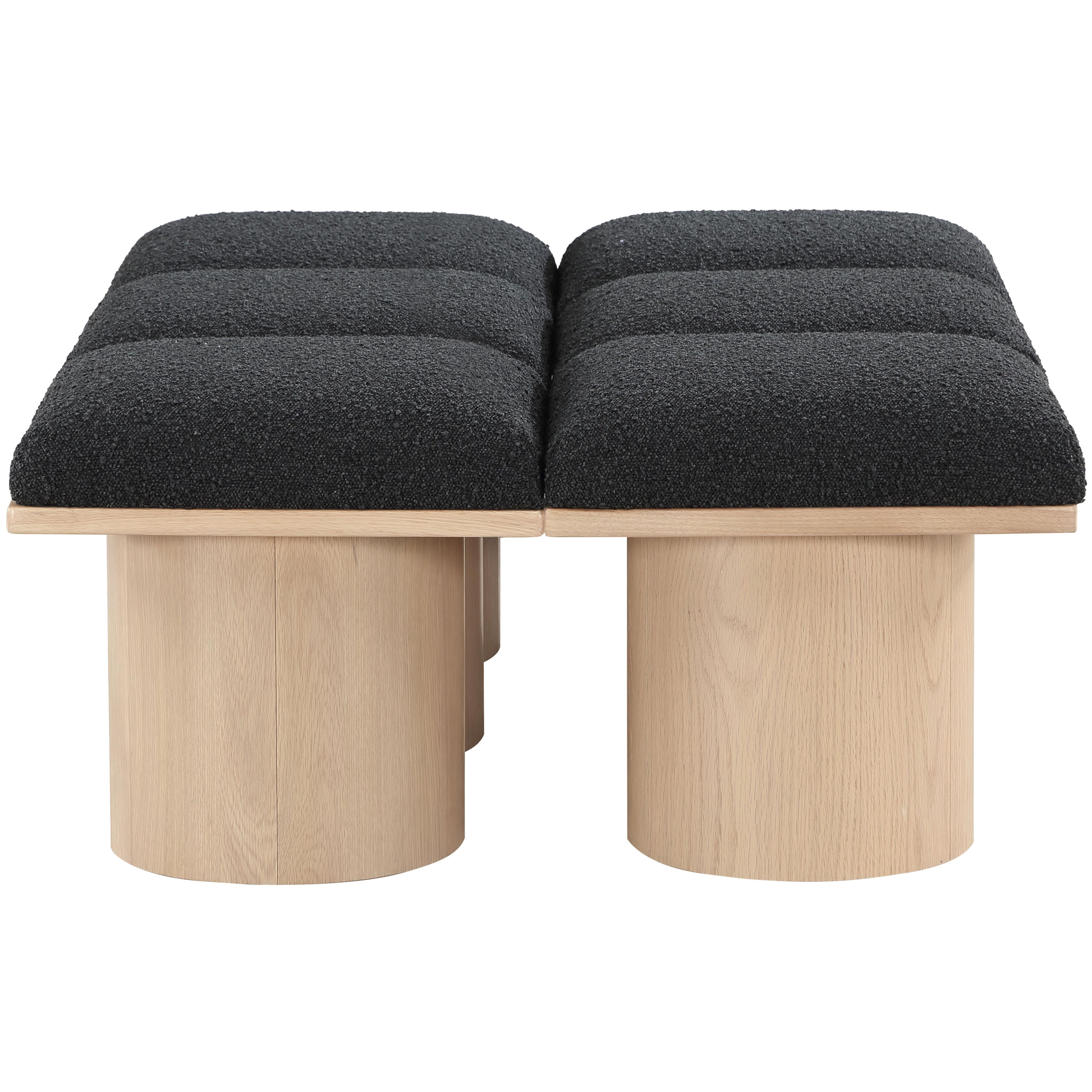 Meridian Pavilion Black Boucle Fabric Bench
