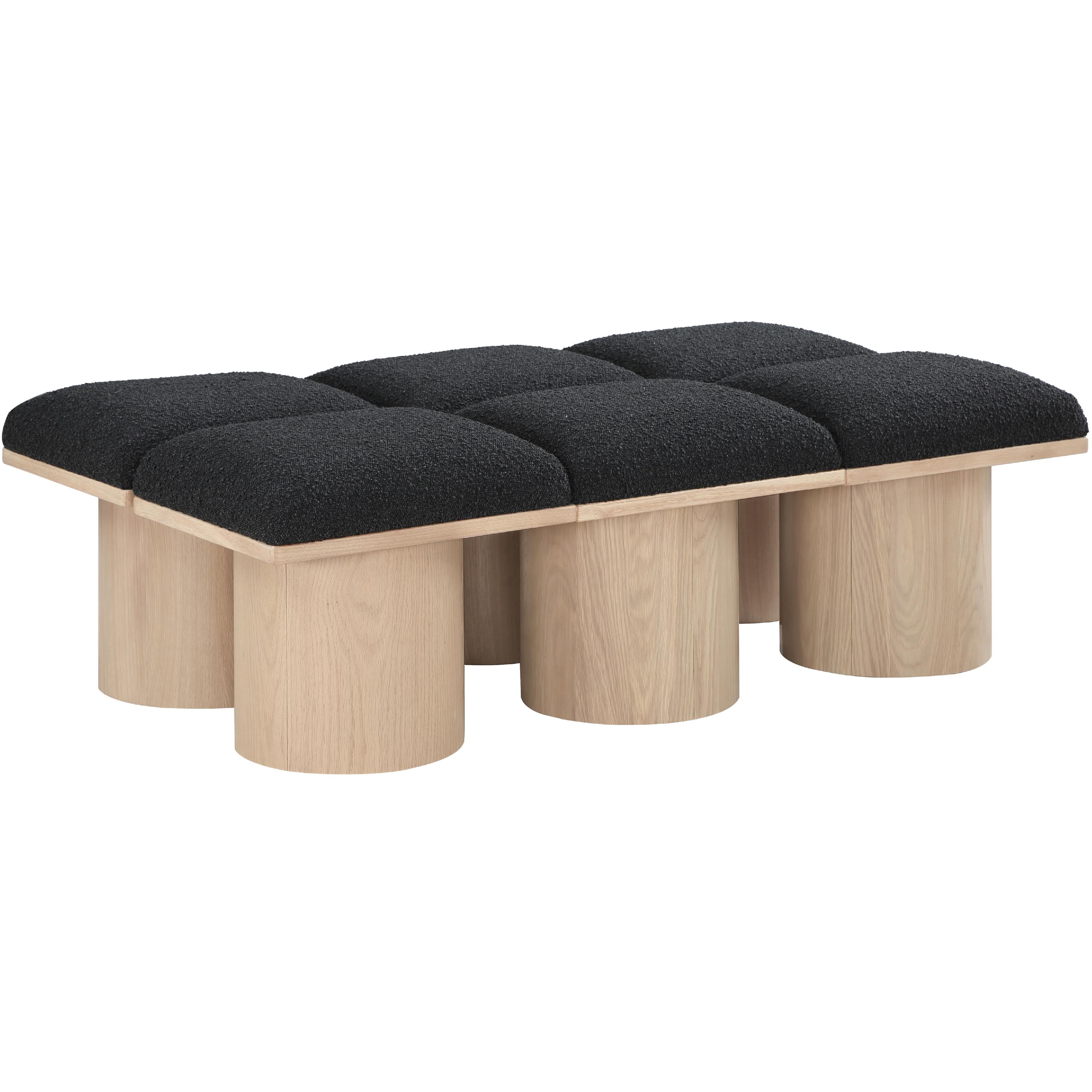 Meridian Pavilion Black Boucle Fabric Bench
