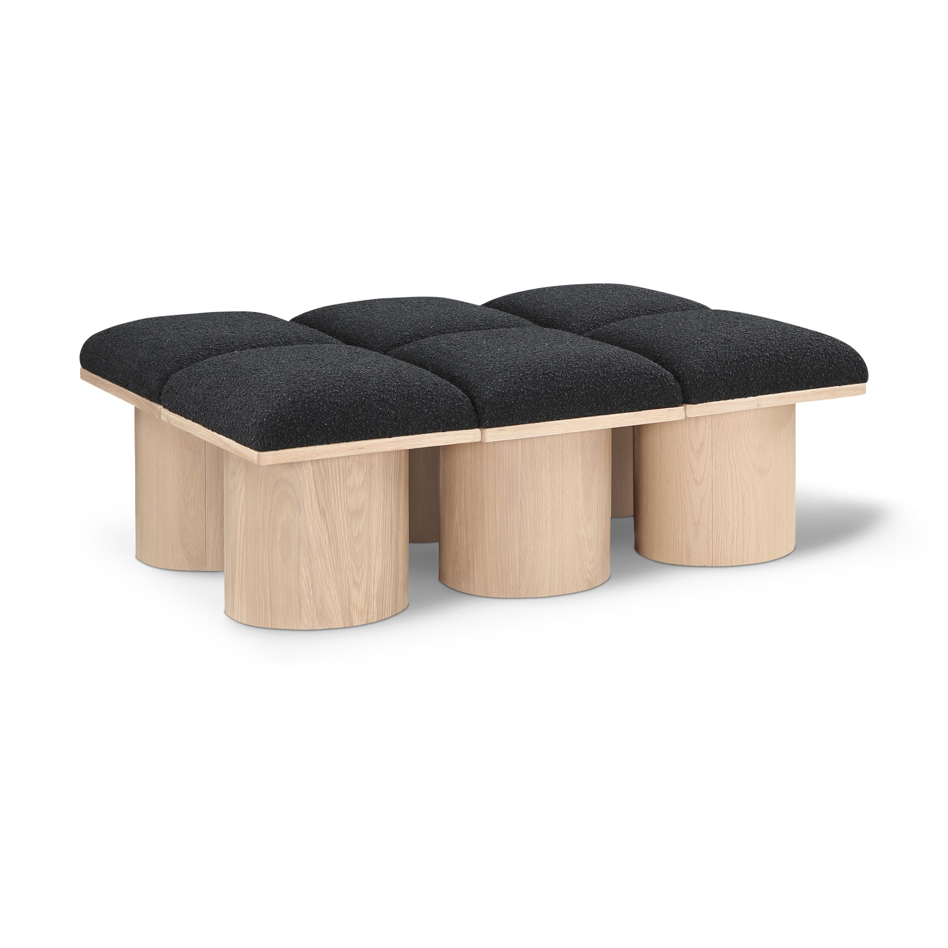 Meridian Pavilion Black Boucle Fabric Bench