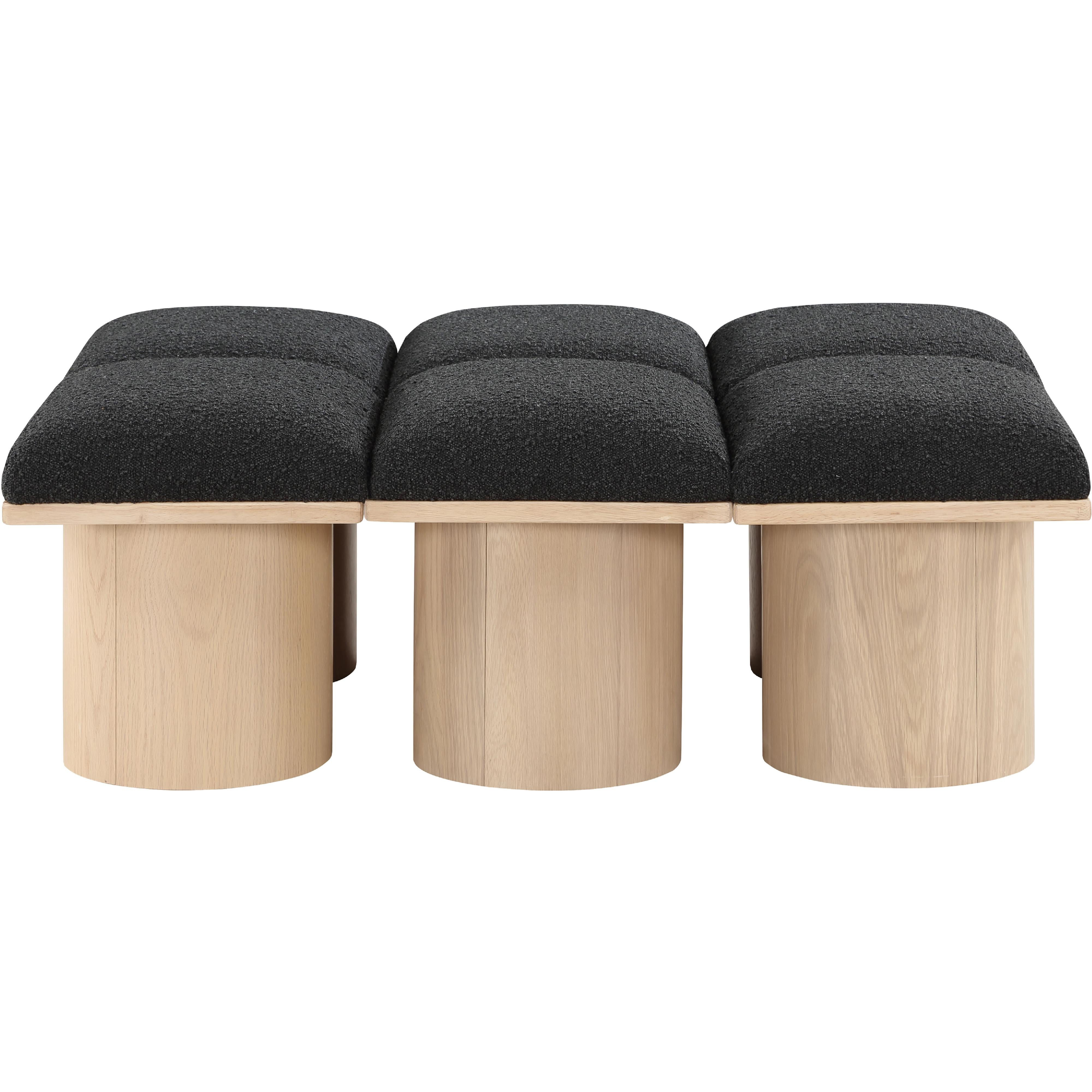 Meridian Pavilion Black Boucle Fabric Bench