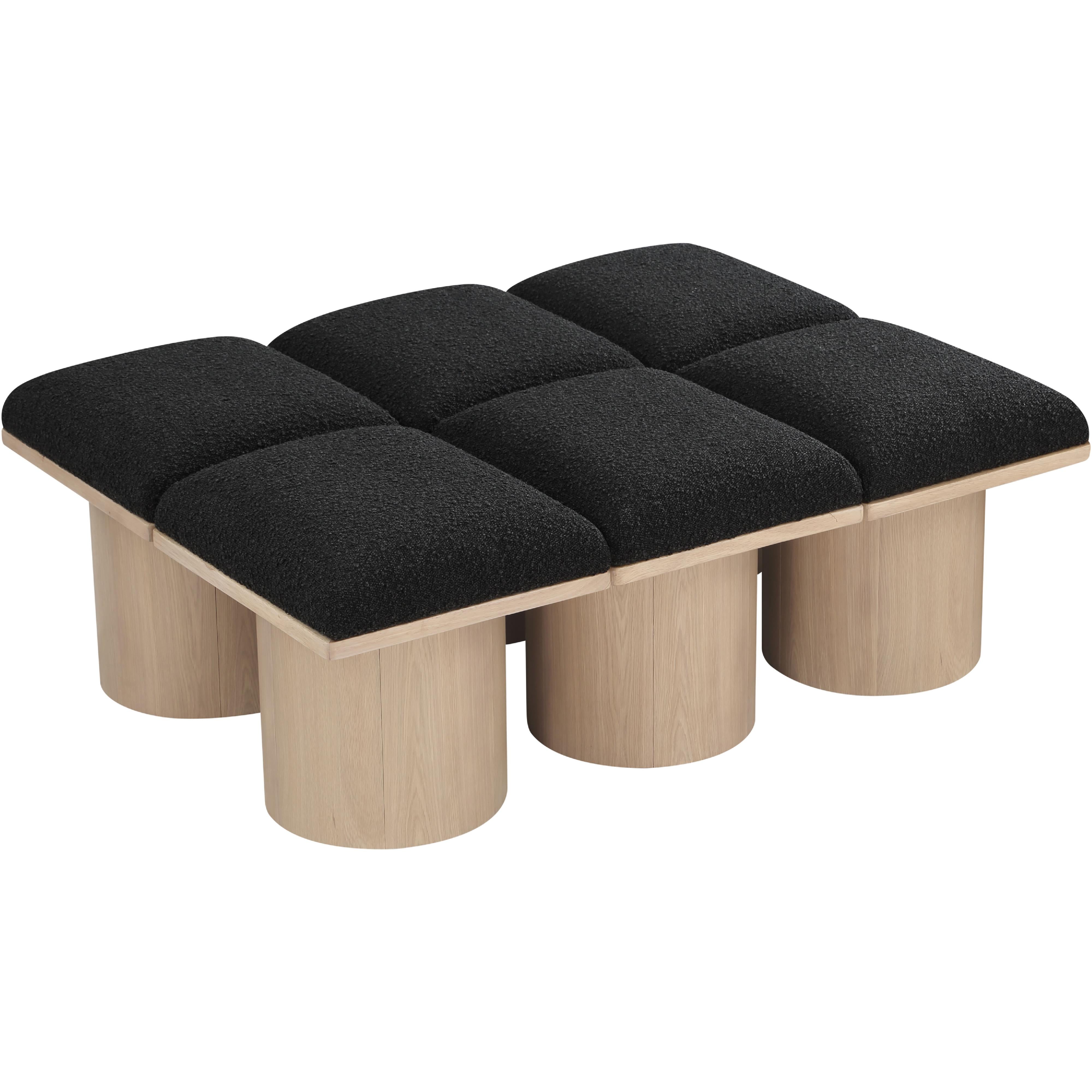 Meridian Pavilion Black Boucle Fabric Bench