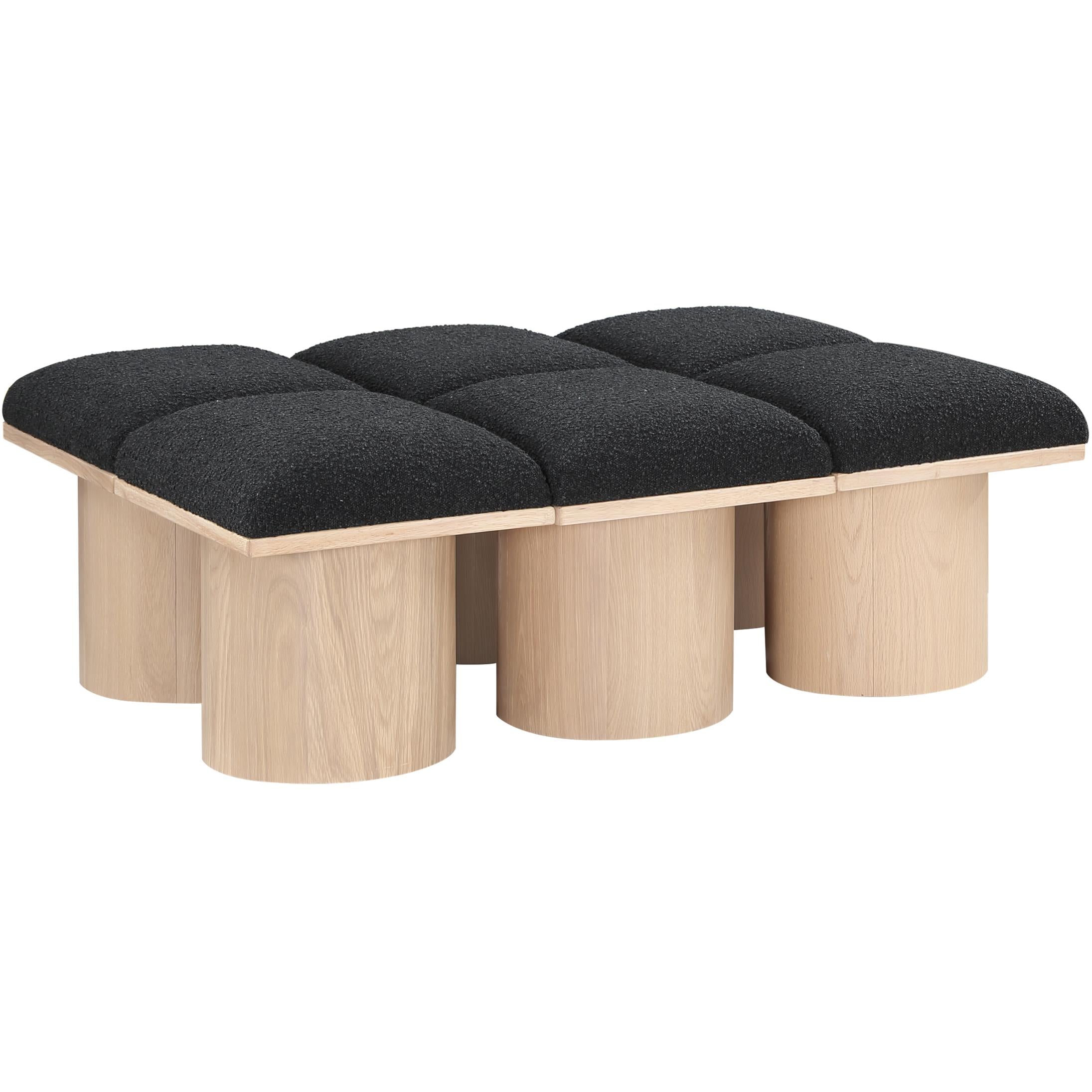 Meridian Pavilion Black Boucle Fabric Bench