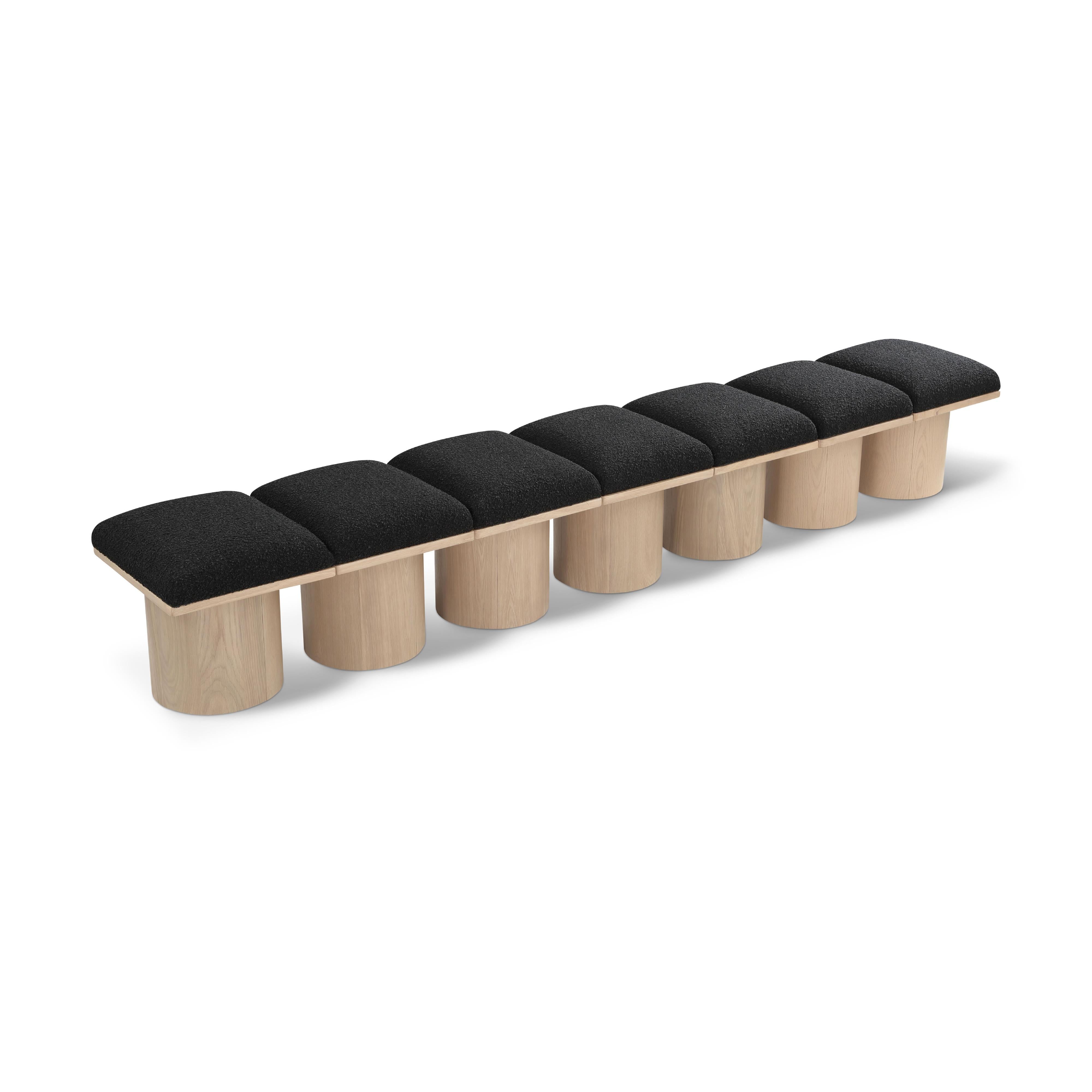 Meridian Pavilion Black Boucle Fabric Bench