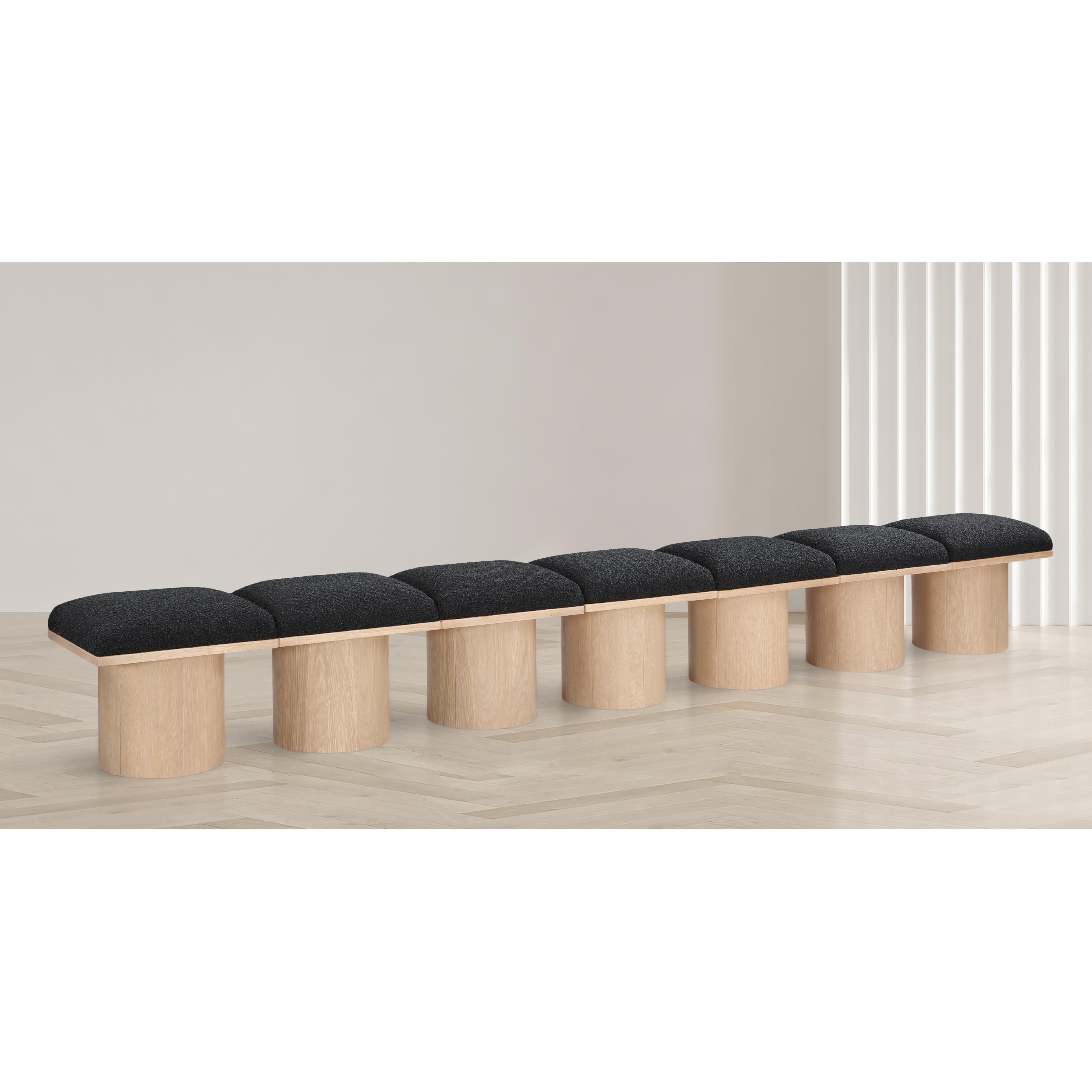 Meridian Pavilion Black Boucle Fabric Bench