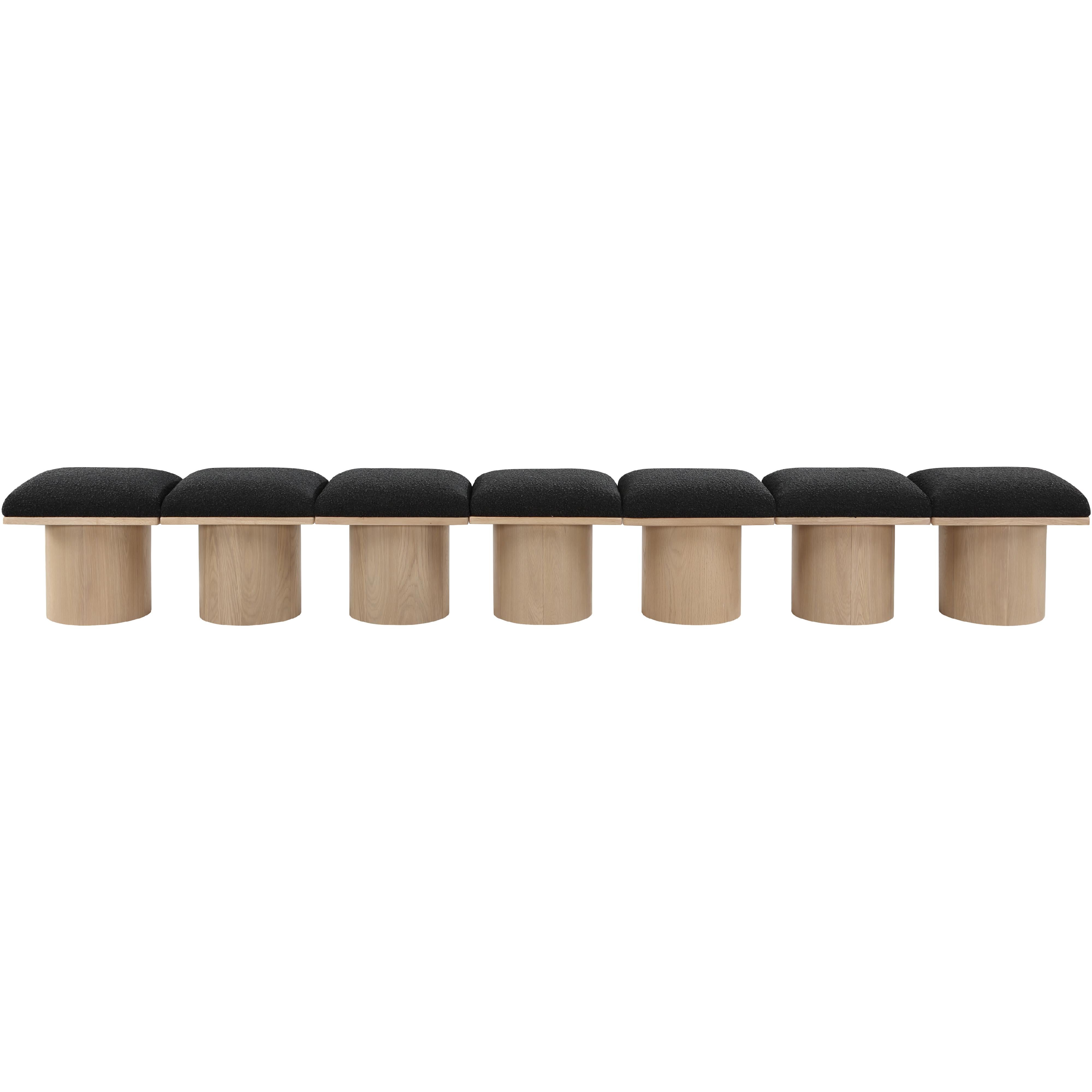 Meridian Pavilion Black Boucle Fabric Bench