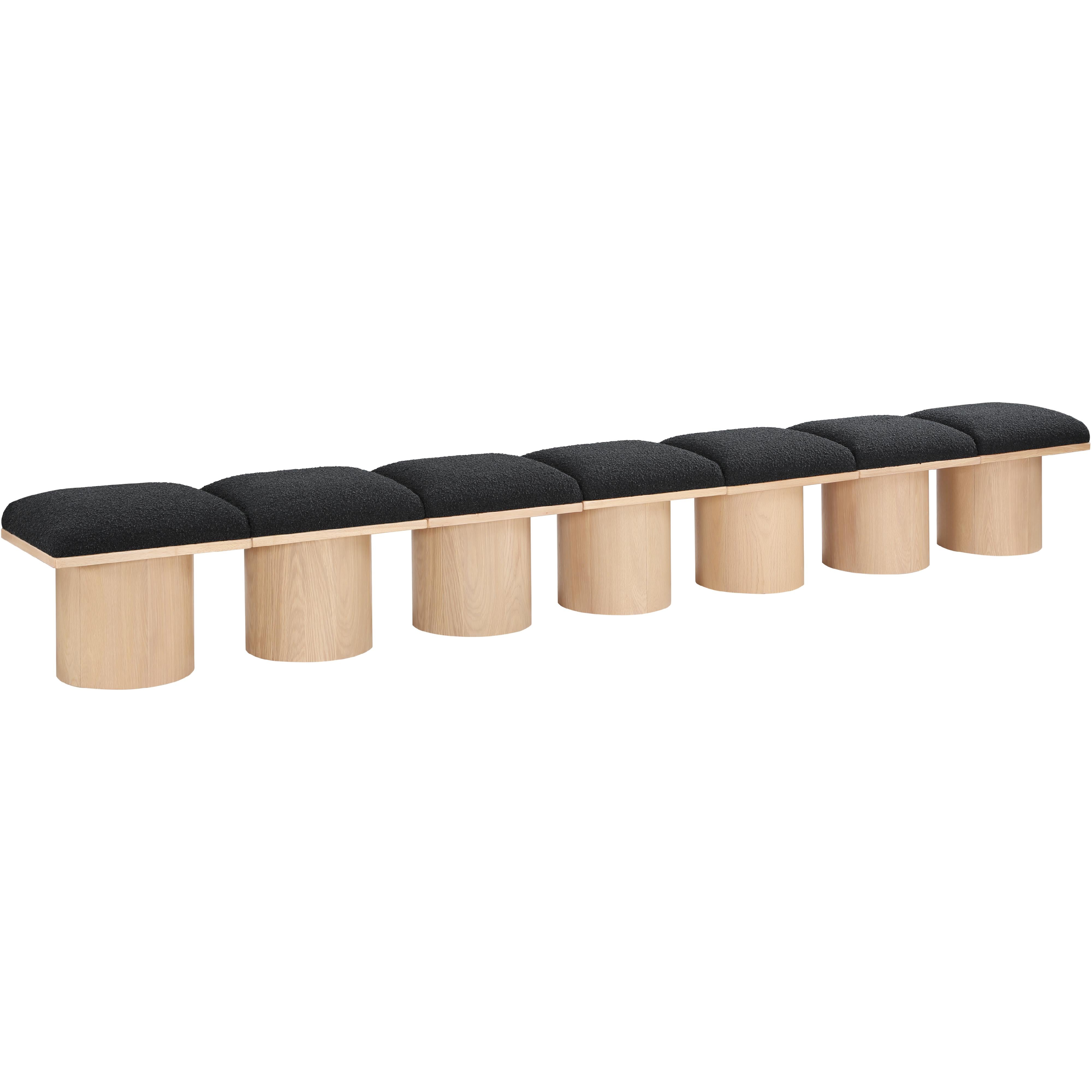 Meridian Pavilion Black Boucle Fabric Bench