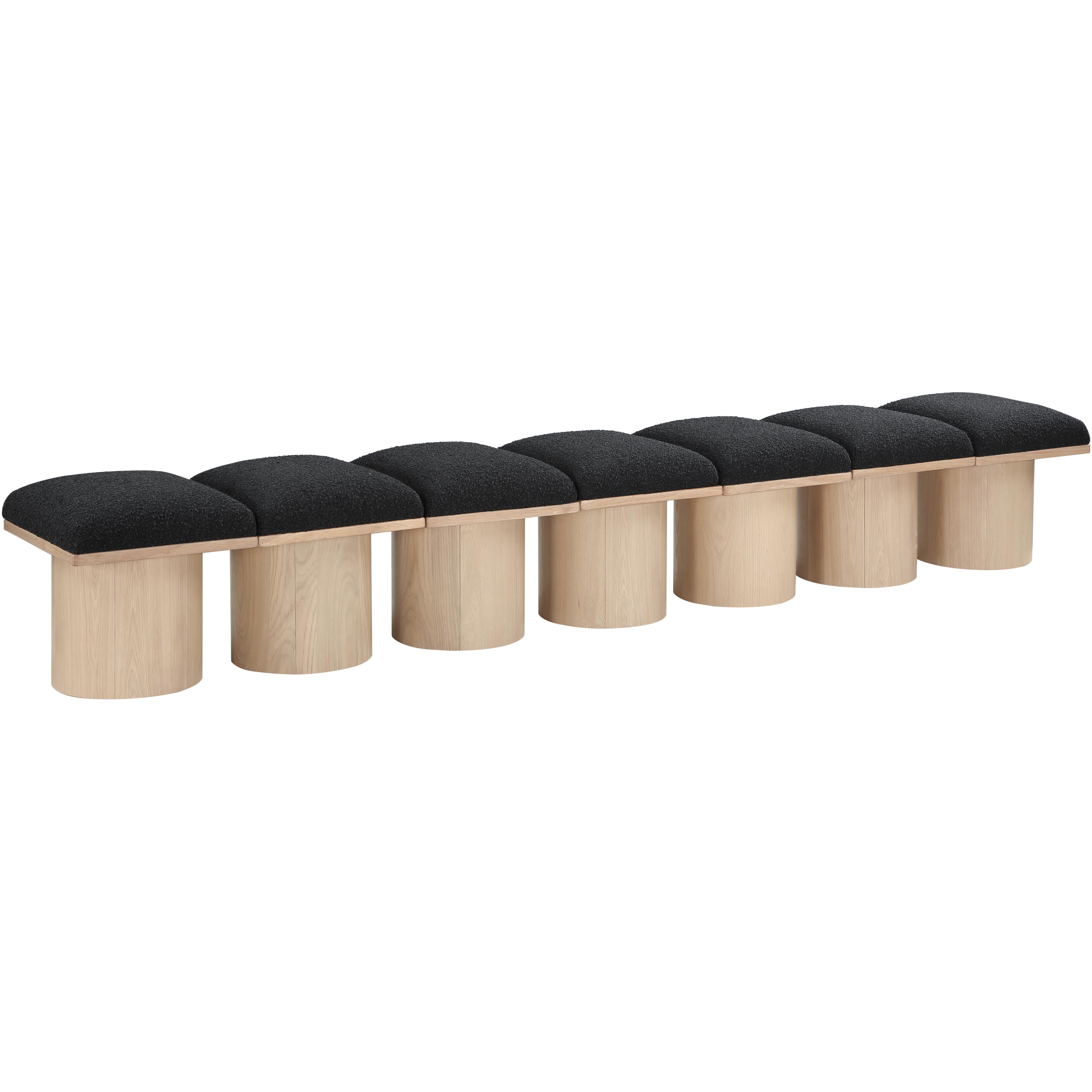 Meridian Pavilion Black Boucle Fabric Bench
