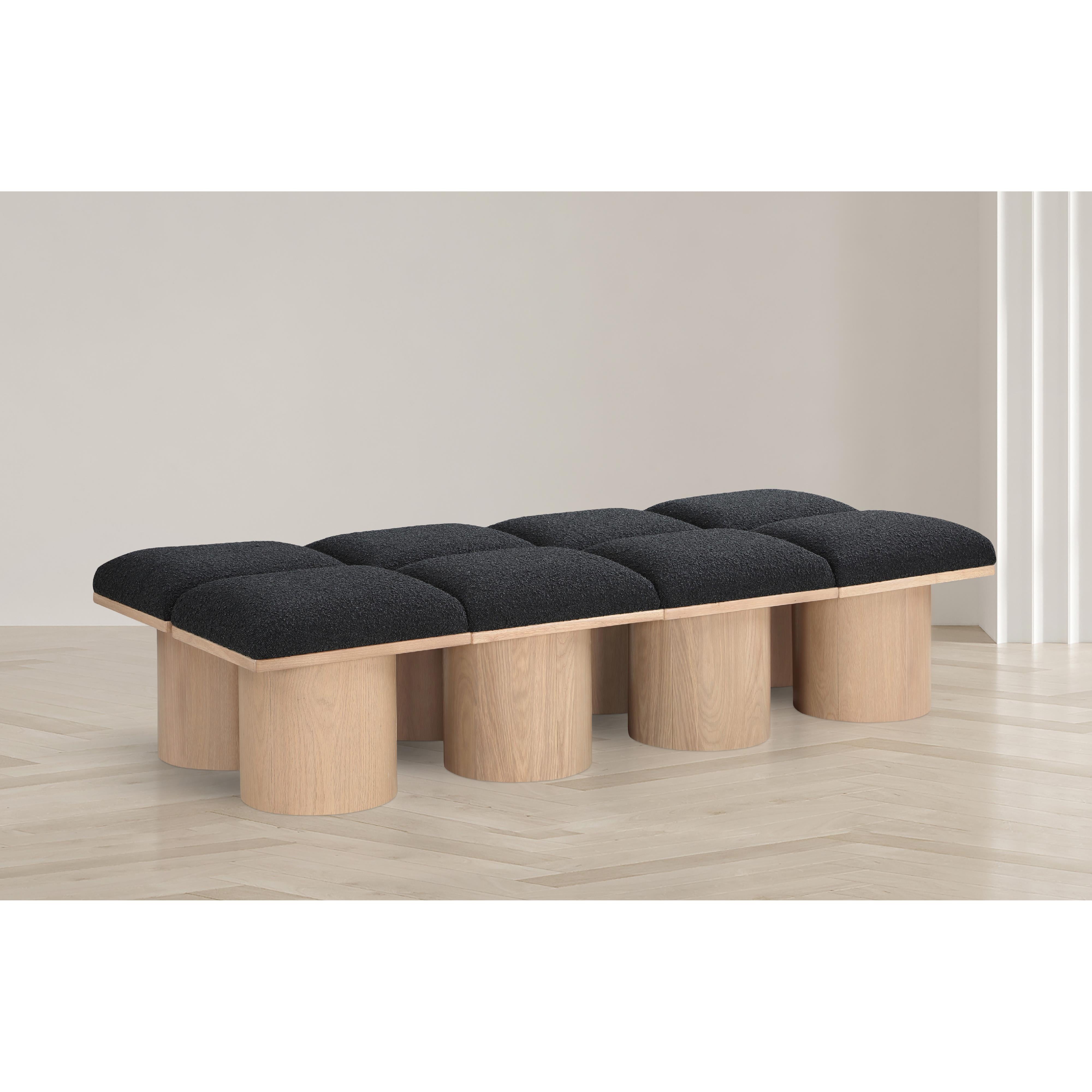 Meridian Pavilion Black Boucle Fabric Bench
