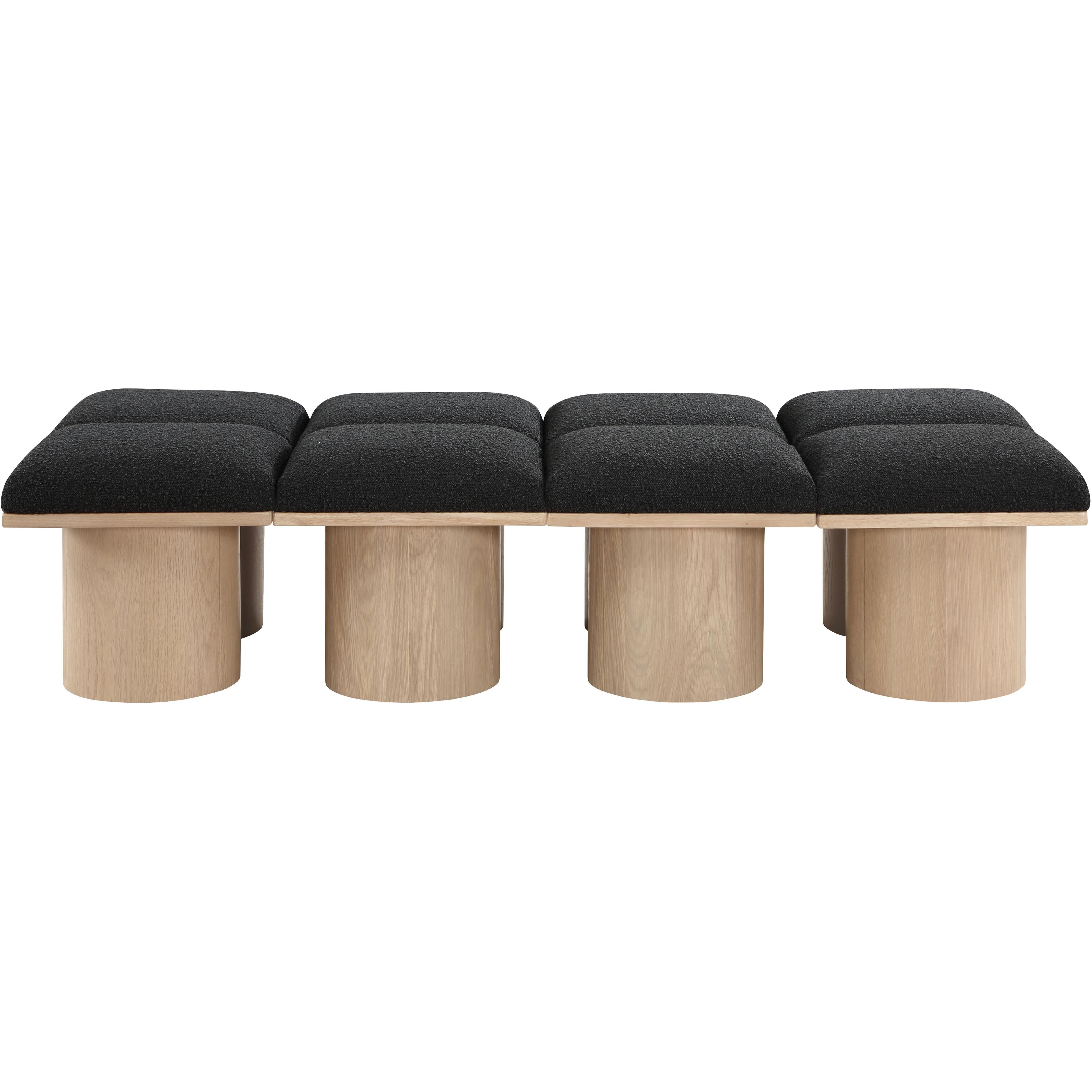Meridian Pavilion Black Boucle Fabric Bench