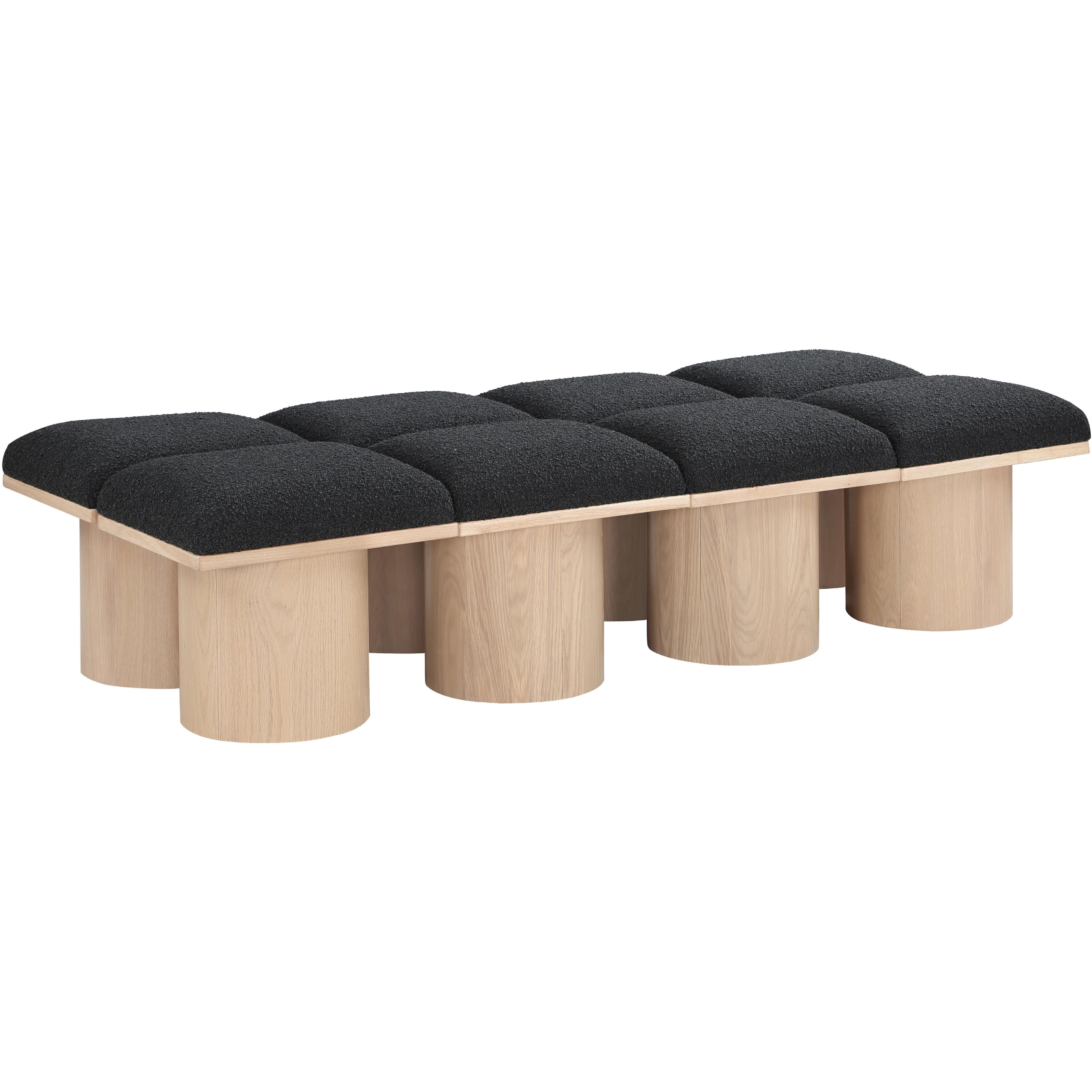 Meridian Pavilion Black Boucle Fabric Bench