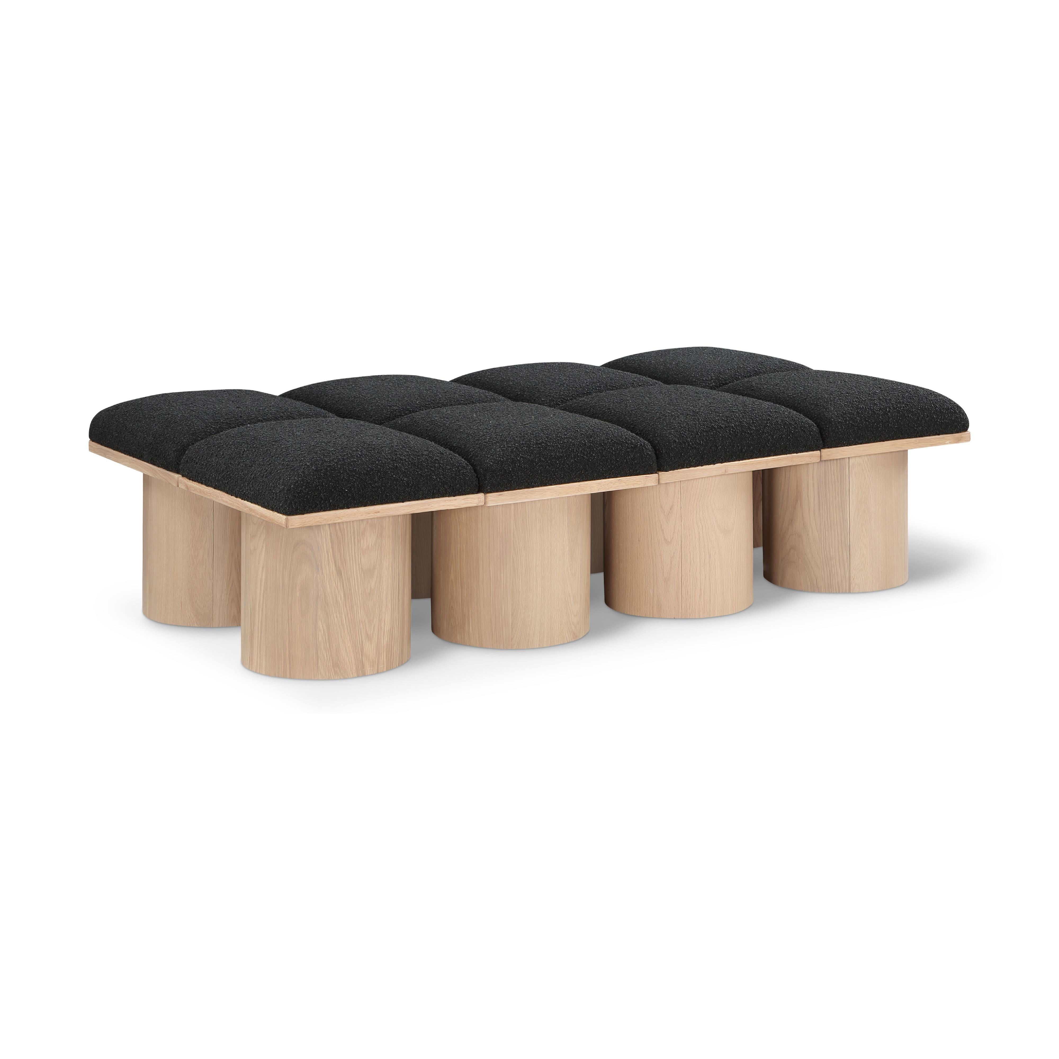 Meridian Pavilion Black Boucle Fabric Bench