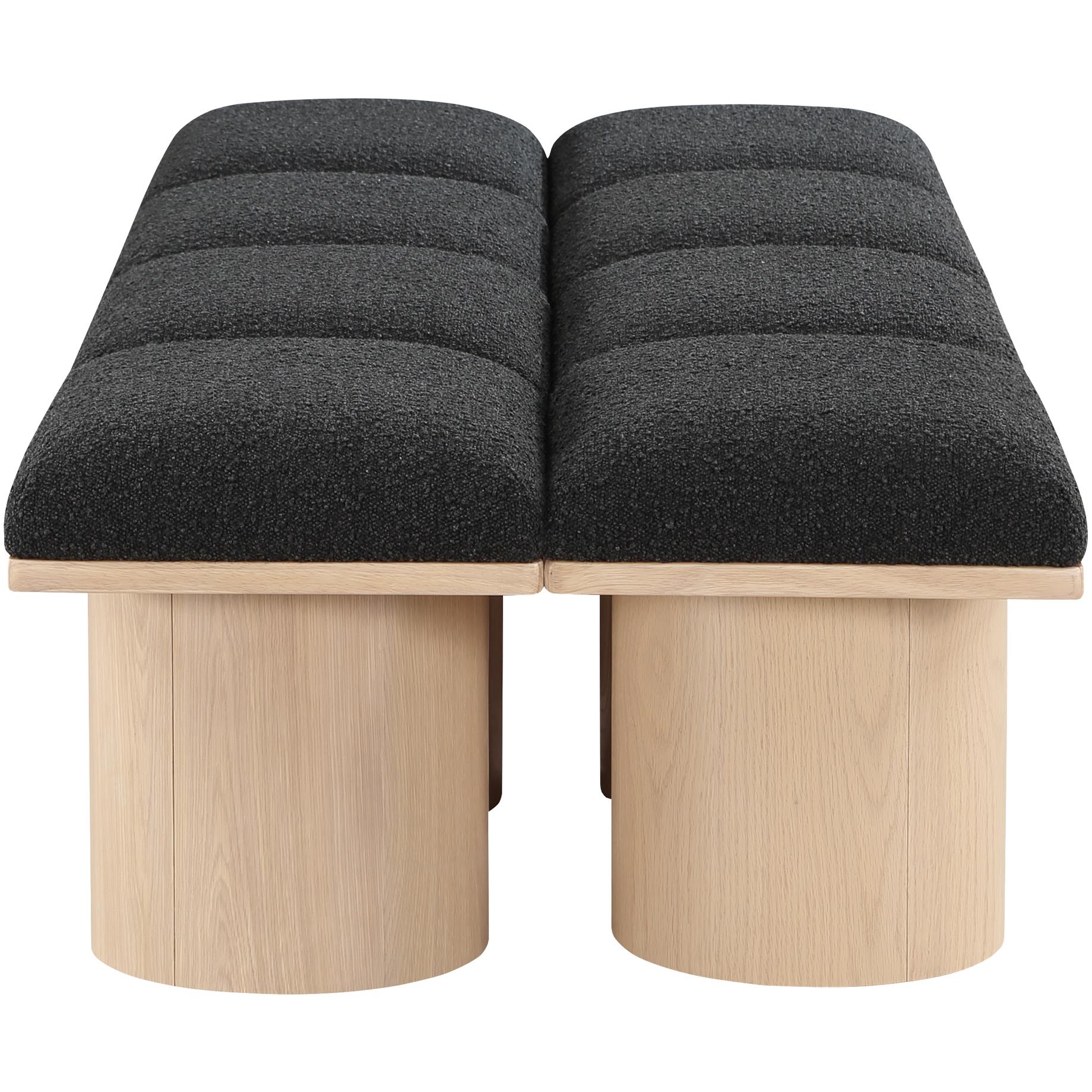 Meridian Pavilion Black Boucle Fabric Bench