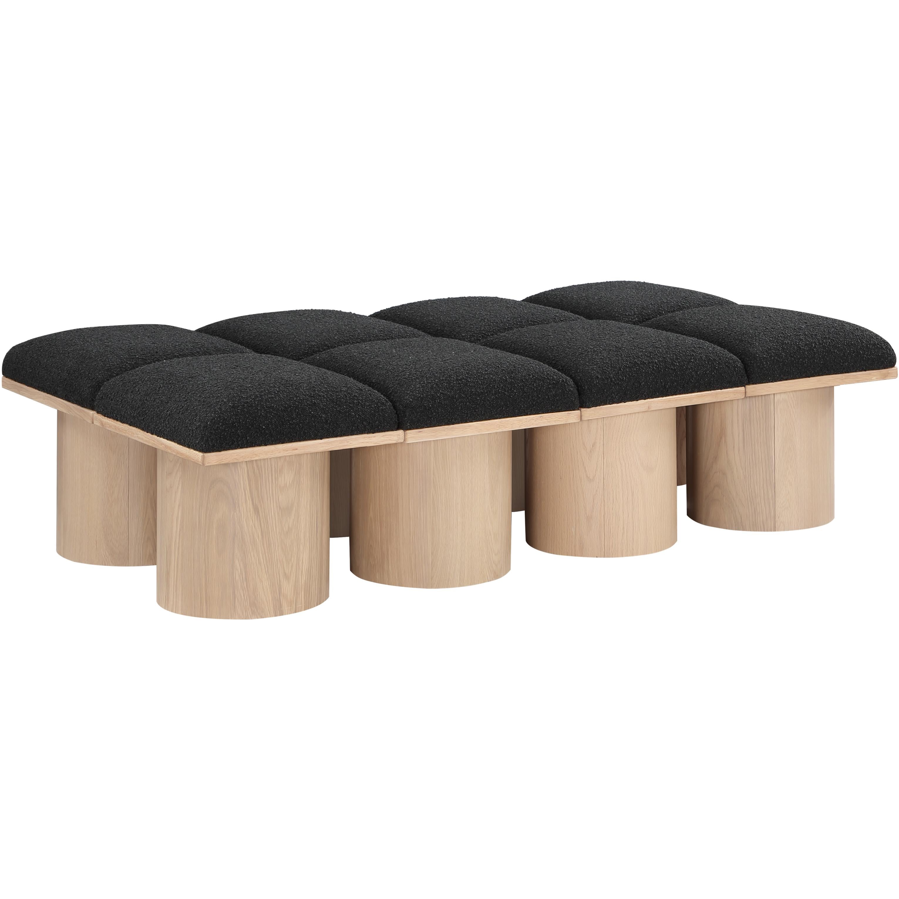 Meridian Pavilion Black Boucle Fabric Bench