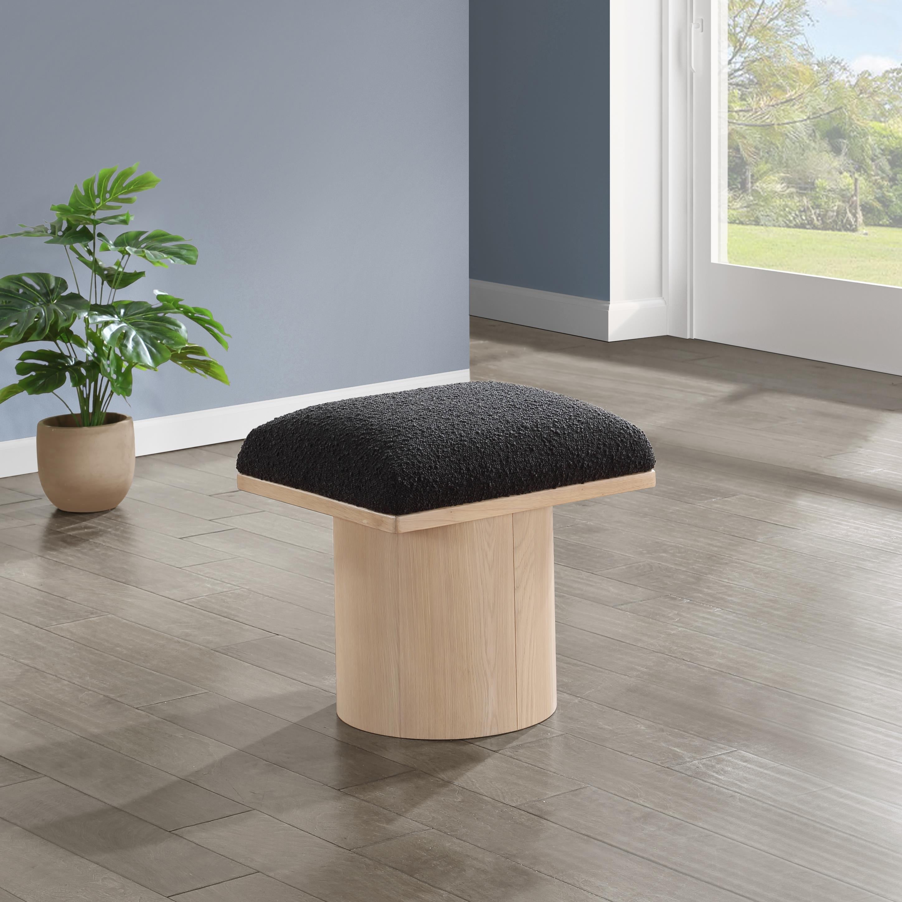 Meridian Pavilion Black Boucle Fabric Bench/Stool