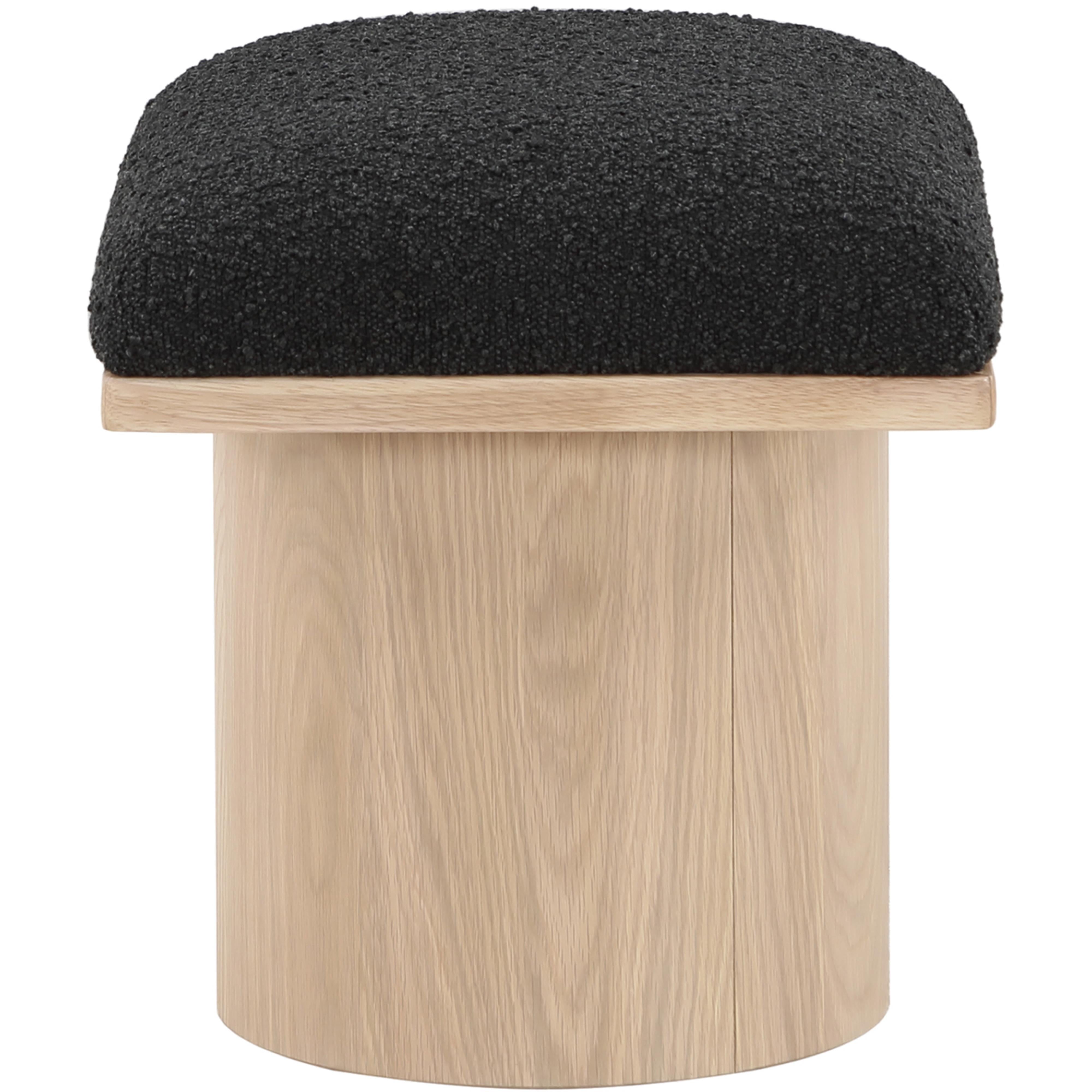 Meridian Pavilion Black Boucle Fabric Bench/Stool