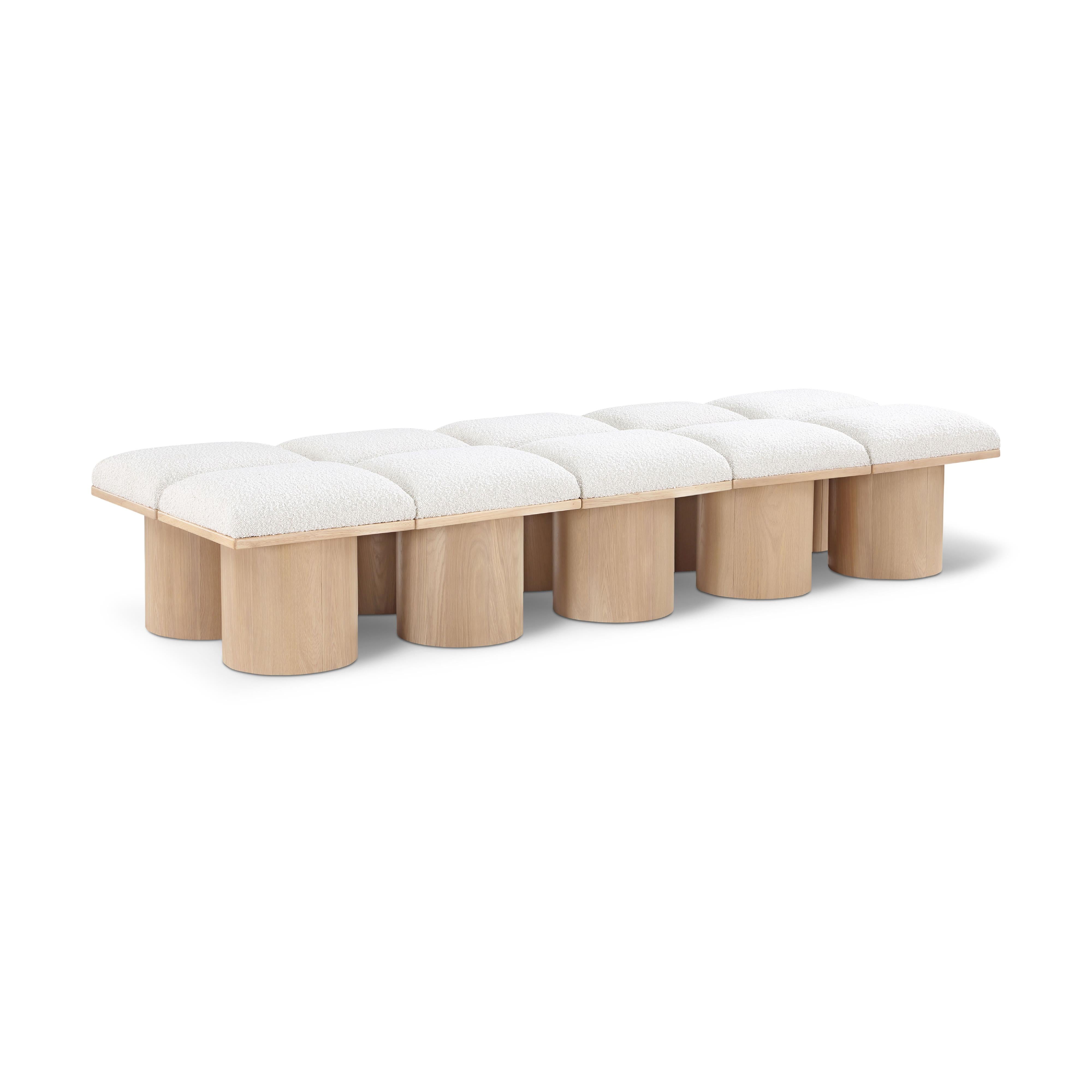 Meridian Pavilion Cream Boucle Fabric Bench