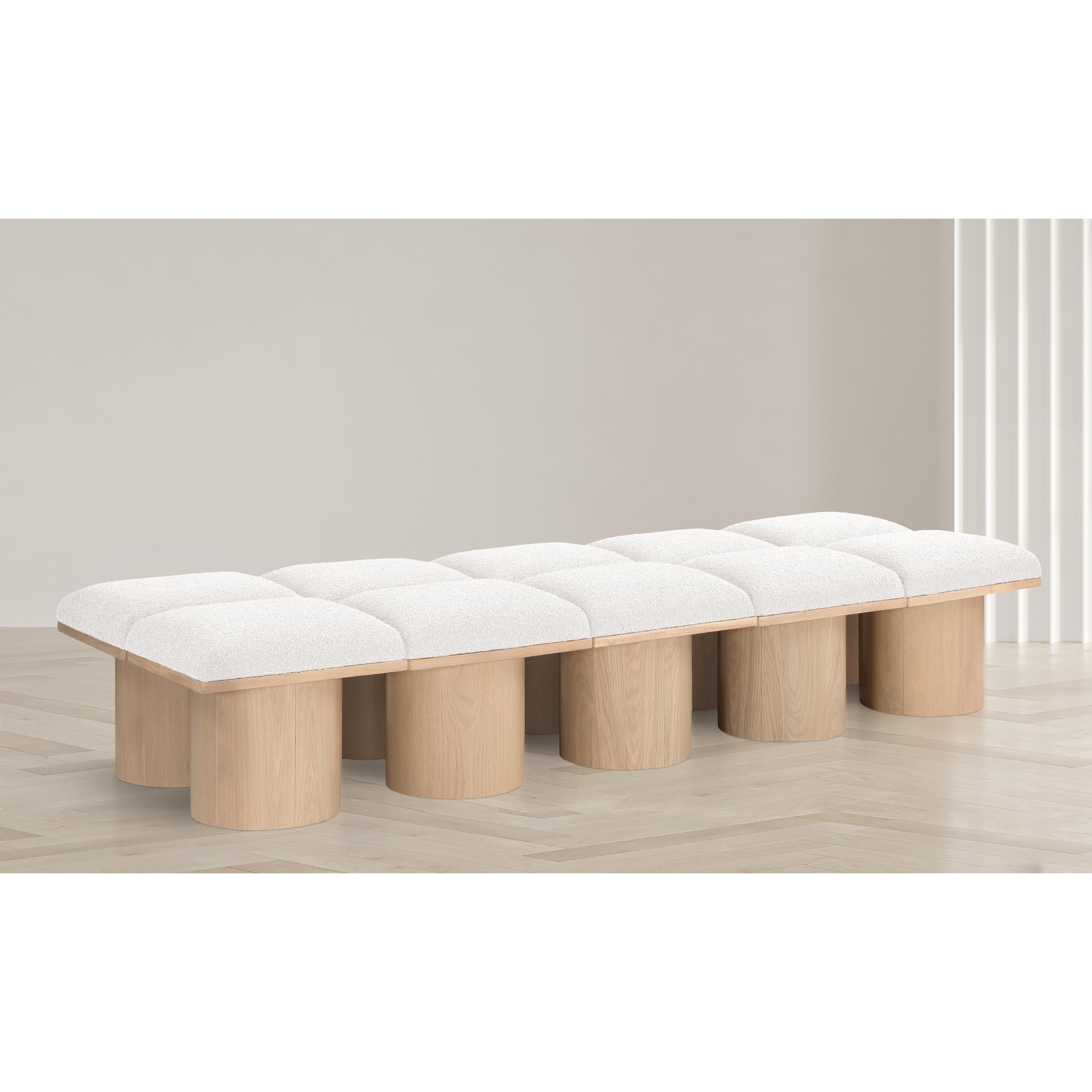 Meridian Pavilion Cream Boucle Fabric Bench