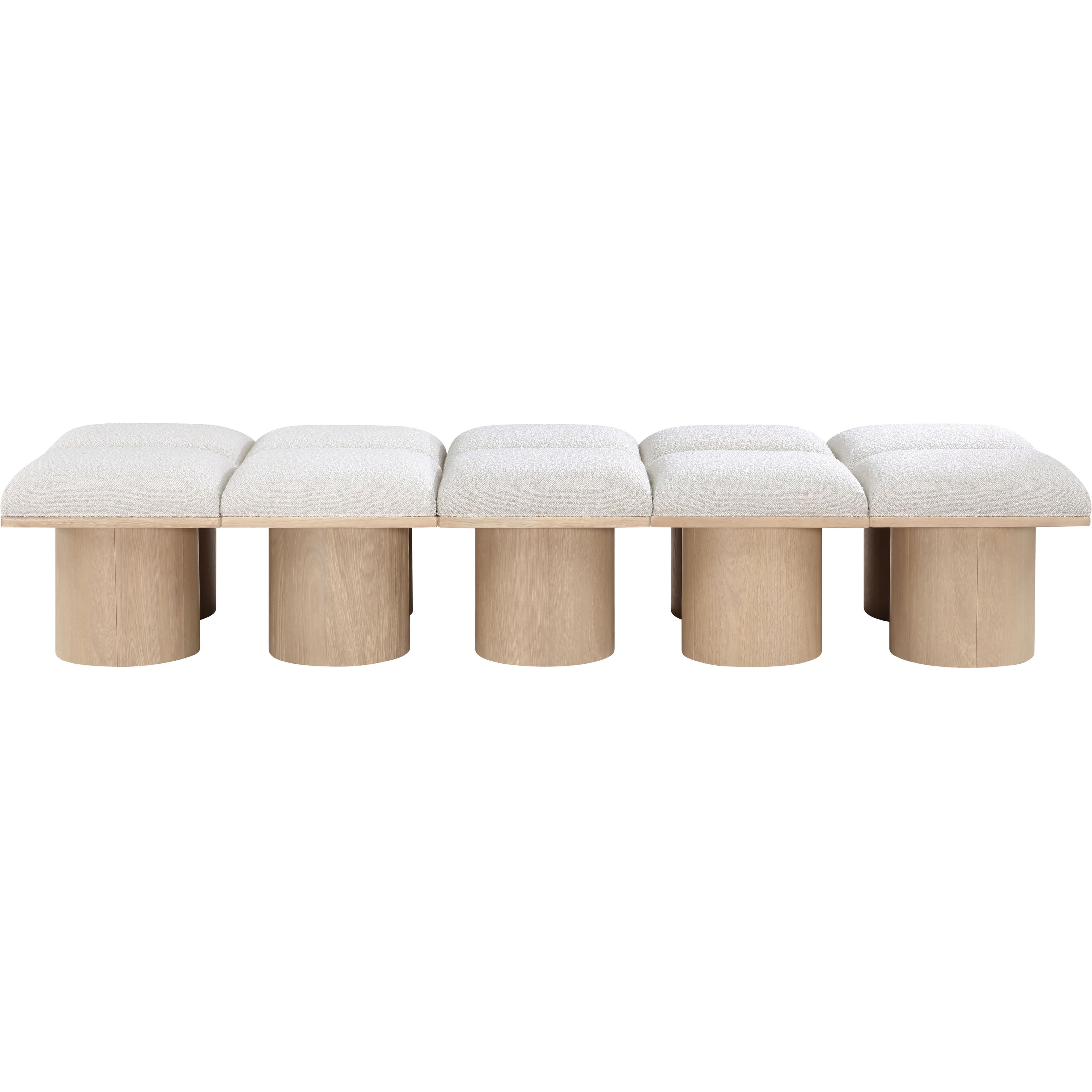Meridian Pavilion Cream Boucle Fabric Bench