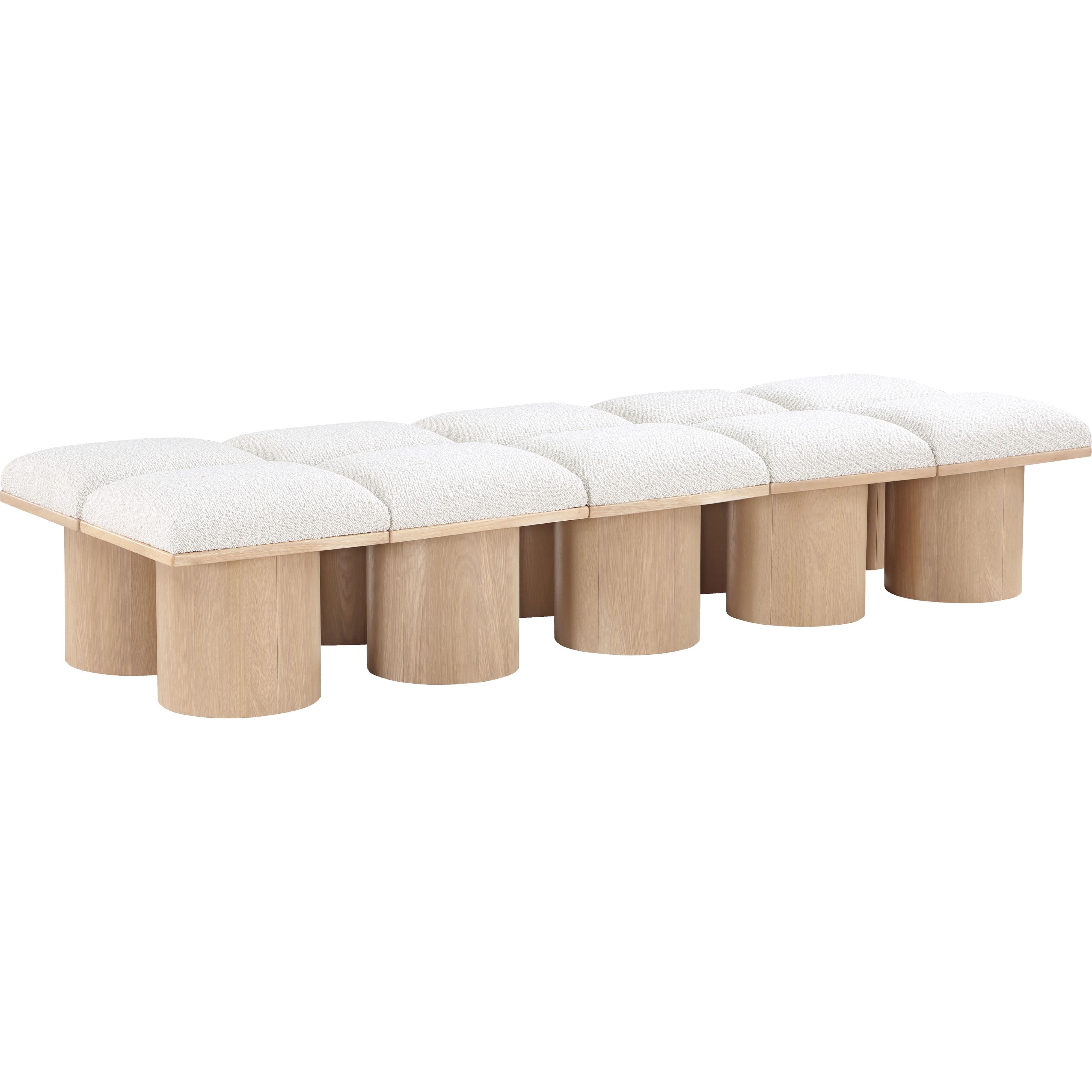 Meridian Pavilion Cream Boucle Fabric Bench