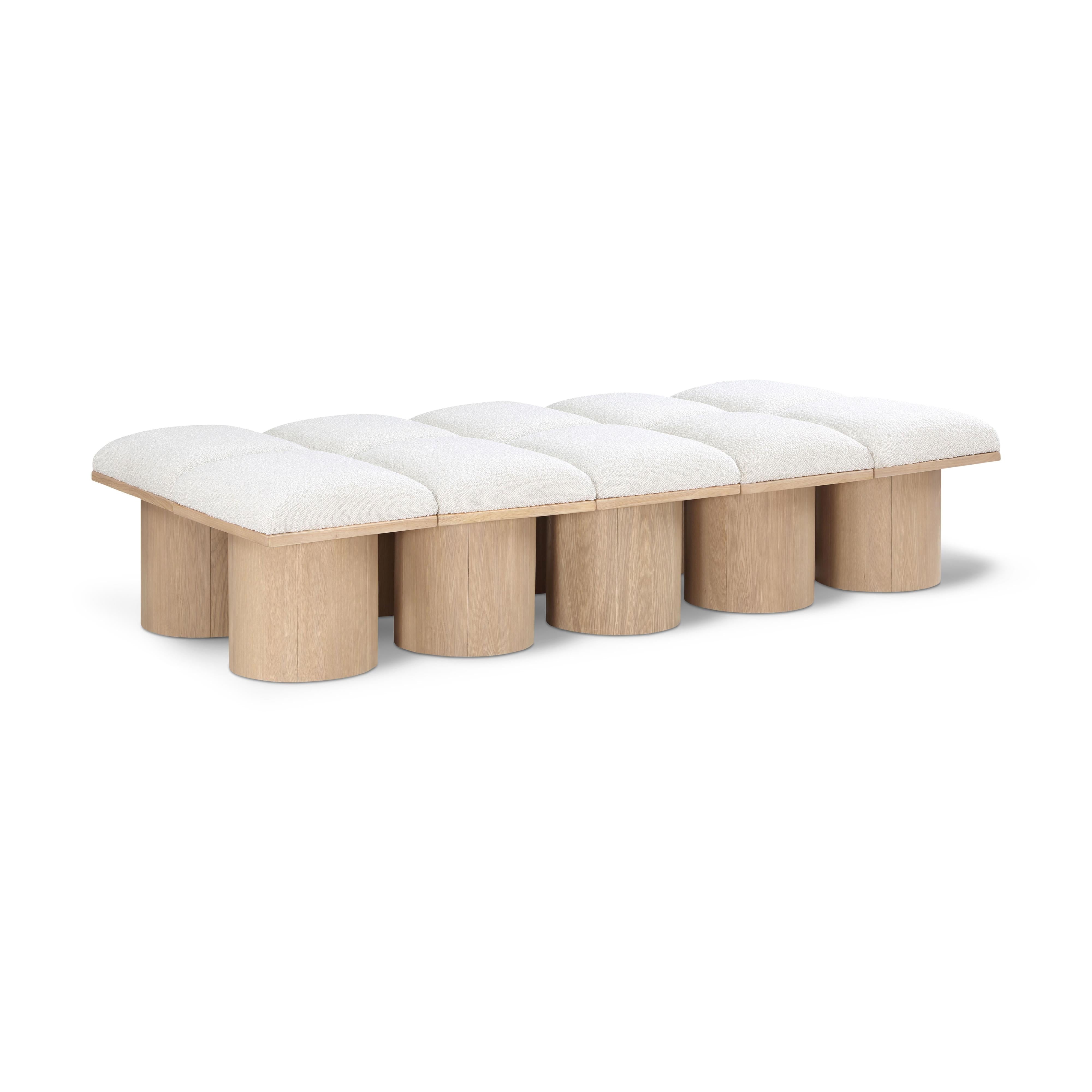 Meridian Pavilion Cream Boucle Fabric Bench