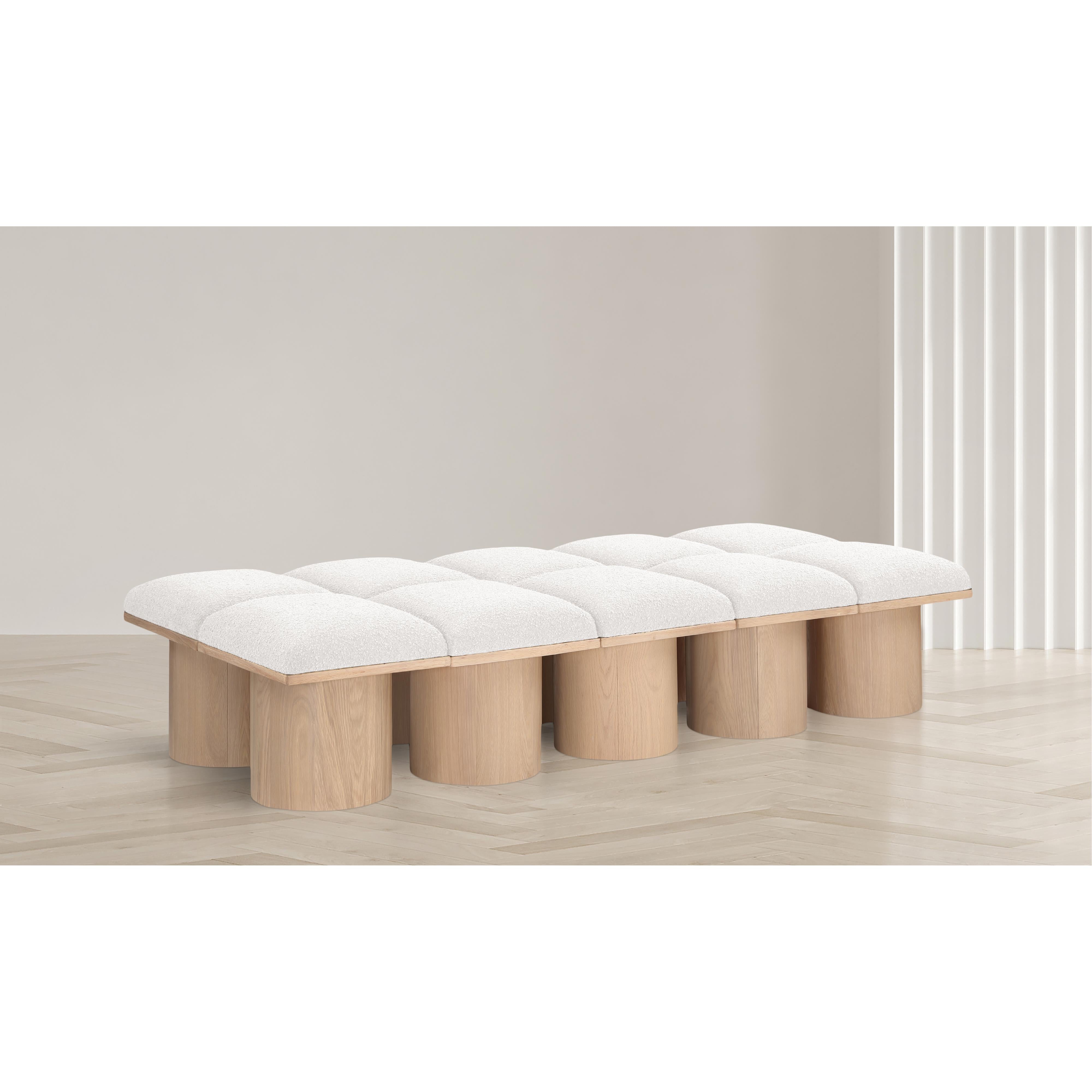 Meridian Pavilion Cream Boucle Fabric Bench