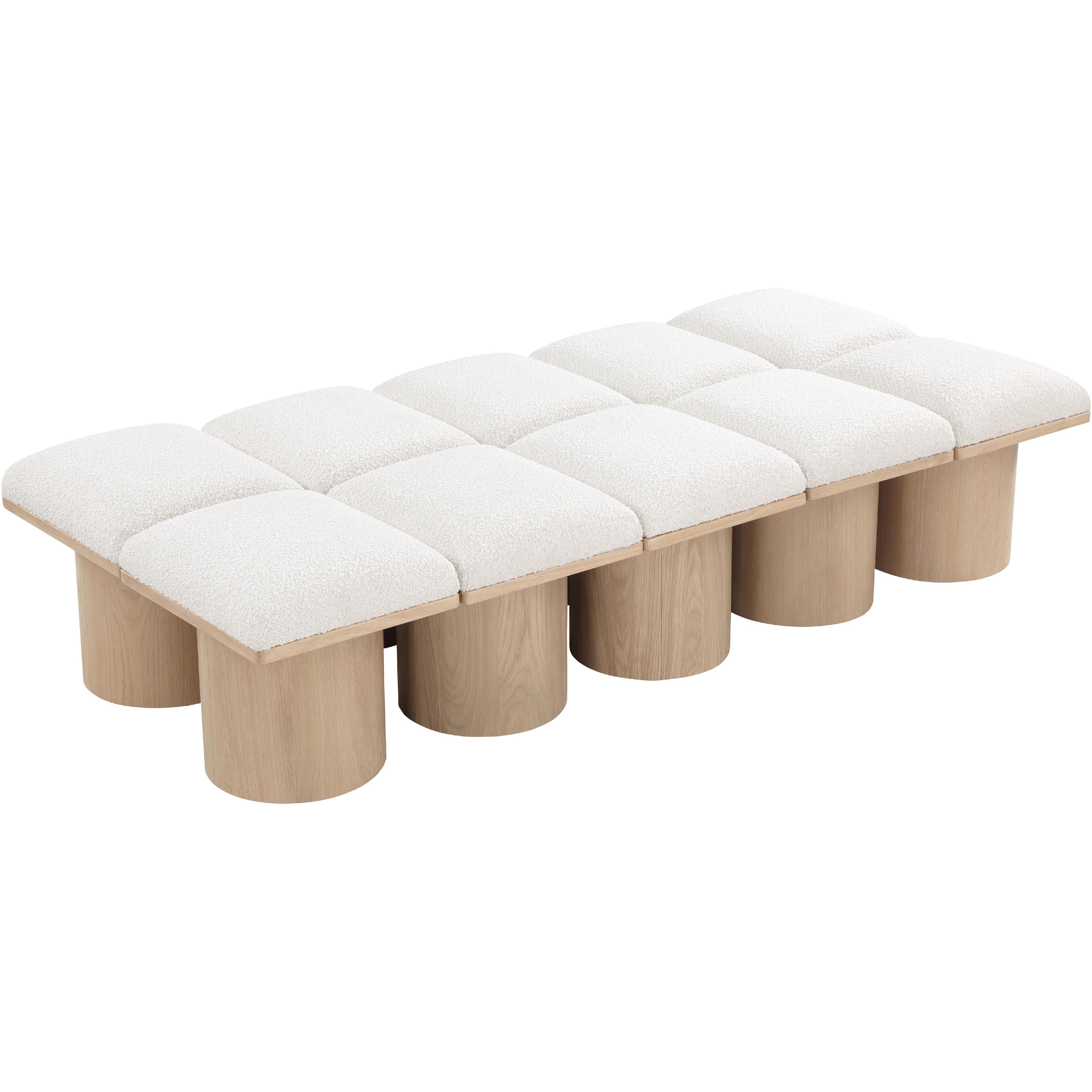 Meridian Pavilion Cream Boucle Fabric Bench