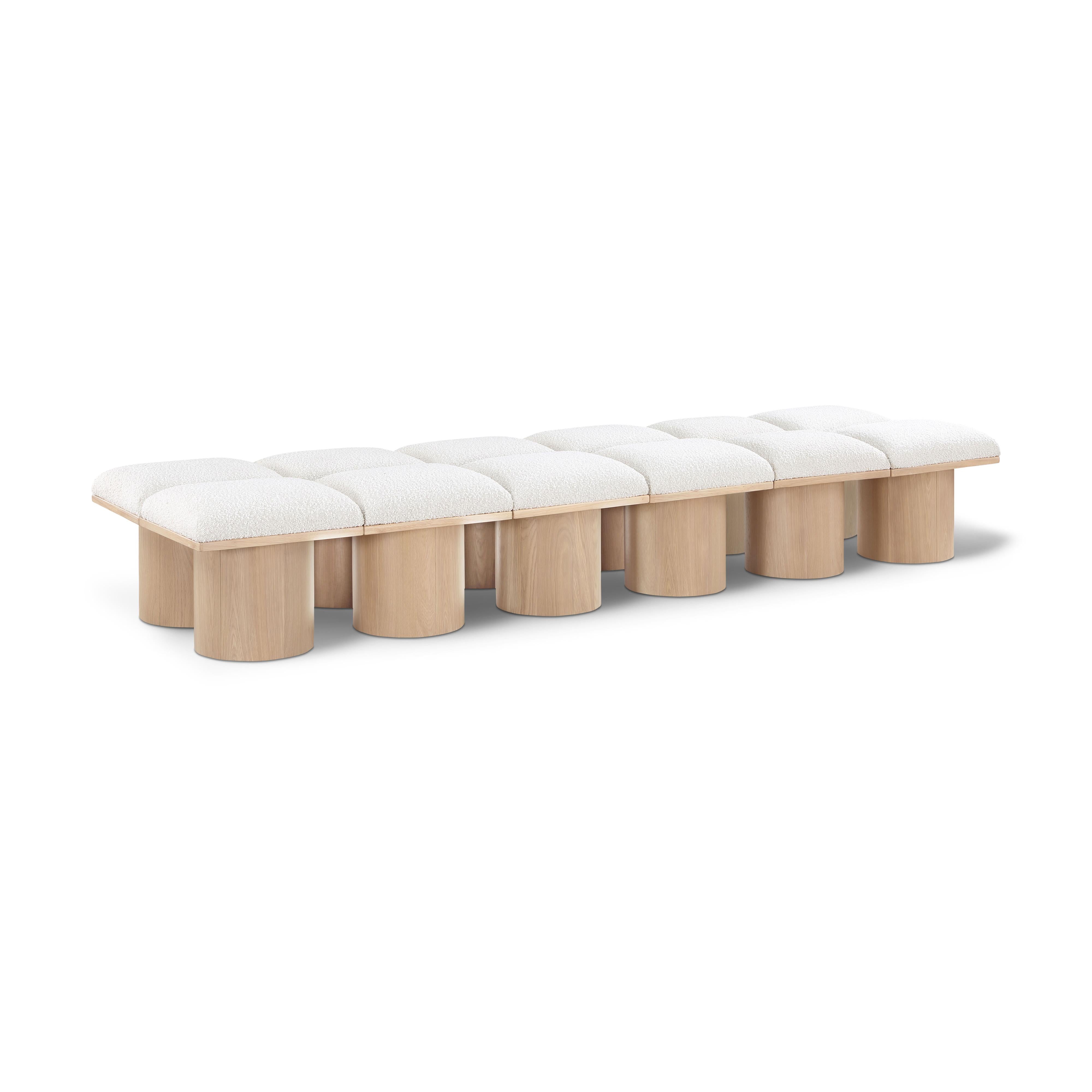Meridian Pavilion Cream Boucle Fabric Bench