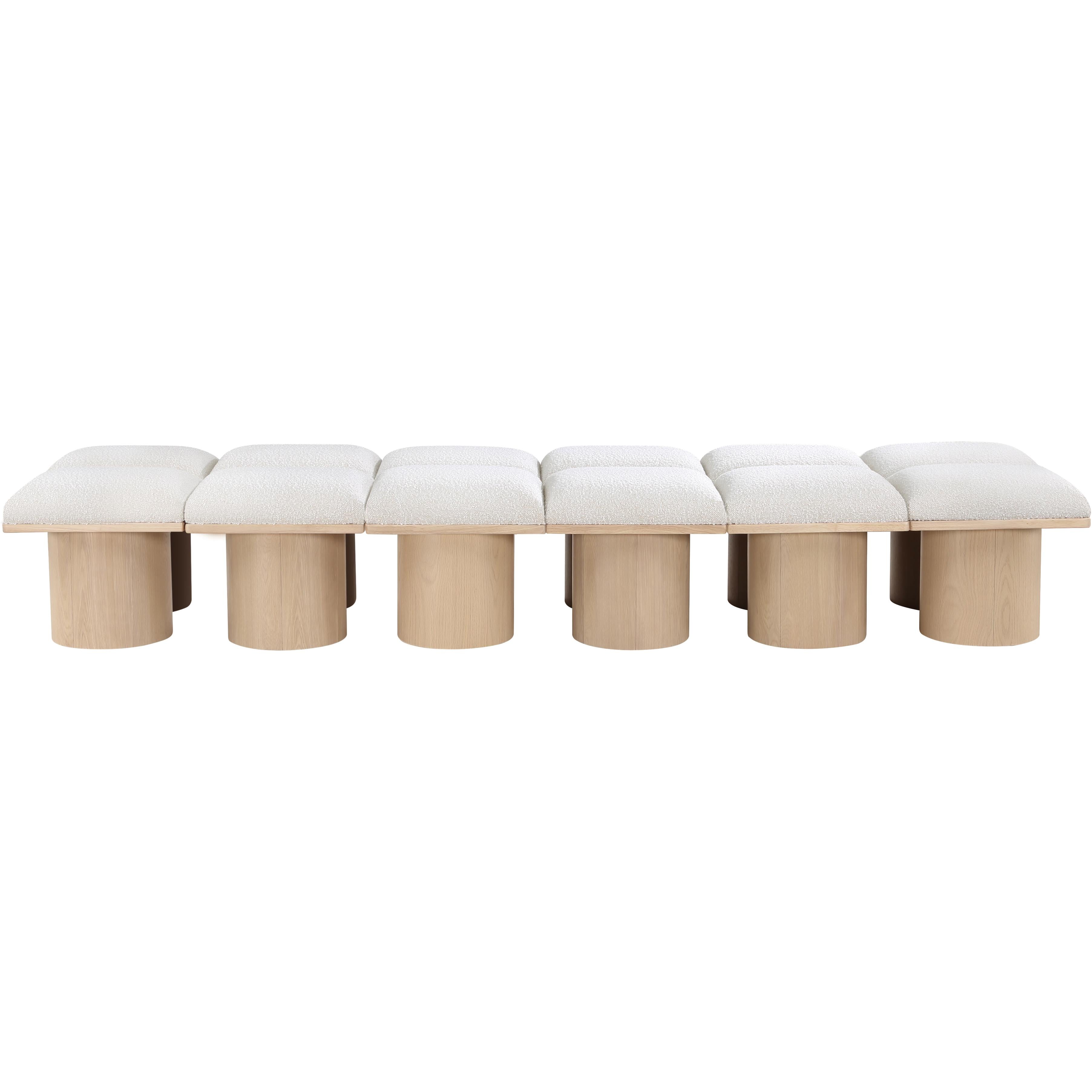 Meridian Pavilion Cream Boucle Fabric Bench