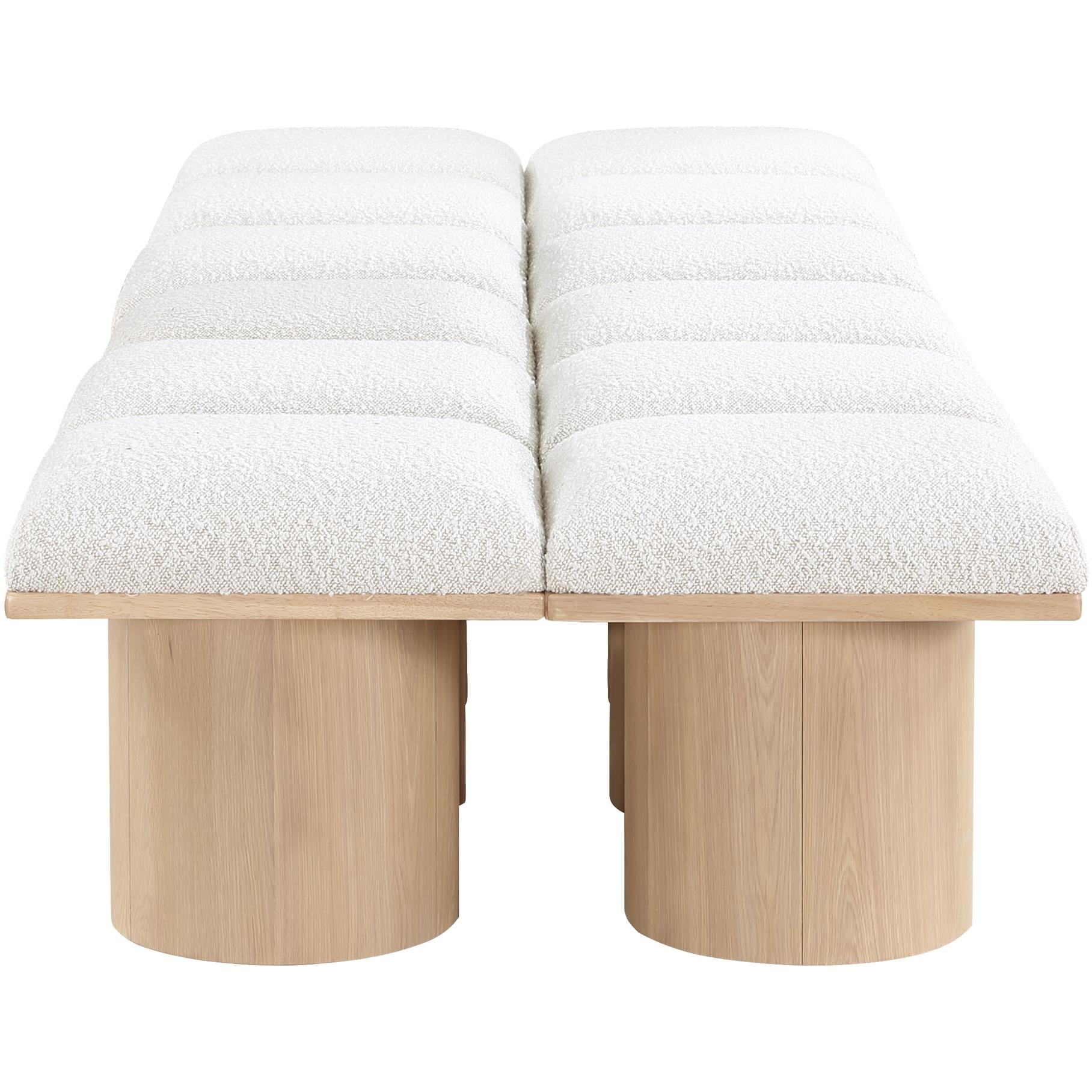 Meridian Pavilion Cream Boucle Fabric Bench